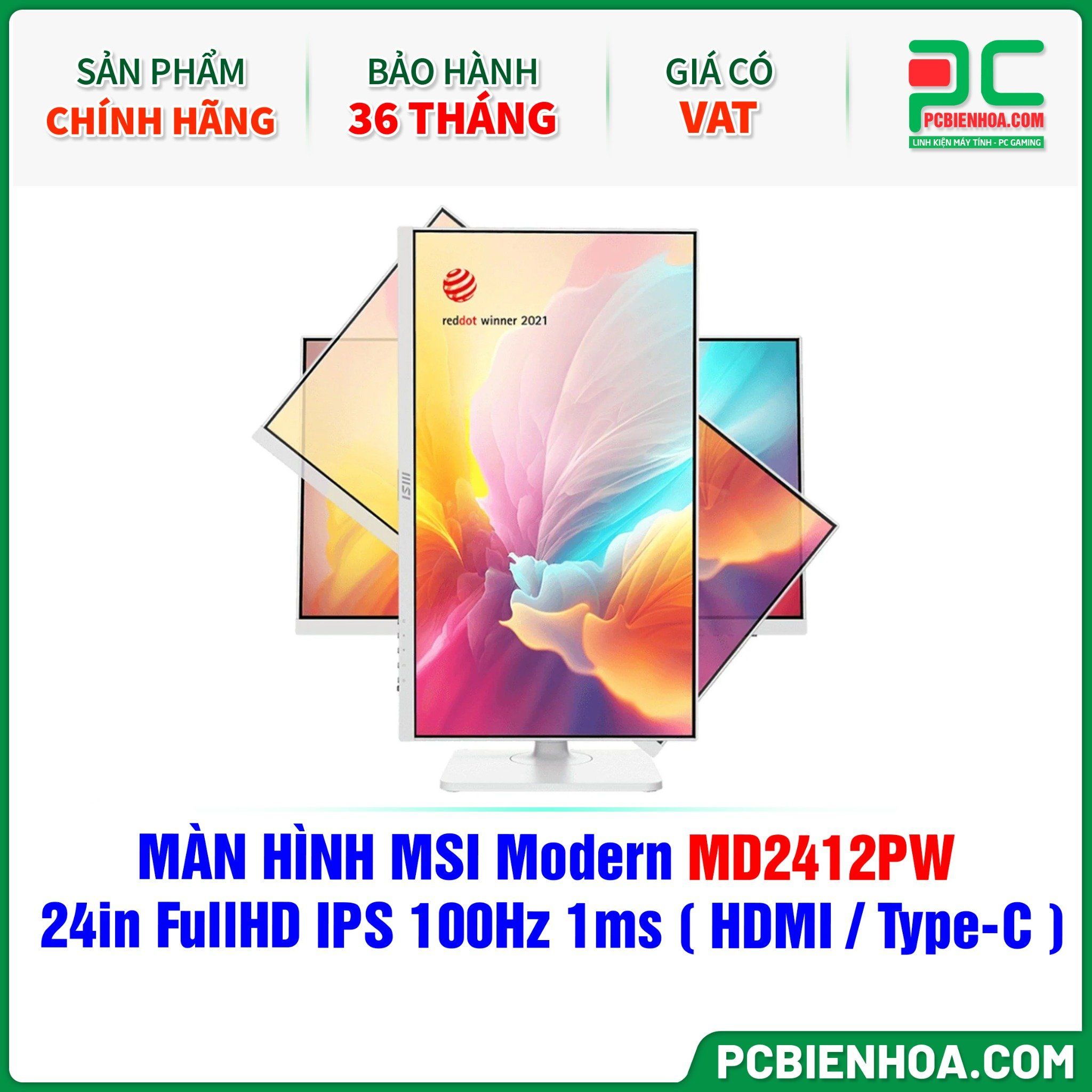 MÀN HÌNH MSI Modern MD2412PW TRẮNG - 24in FullHD IPS 100Hz 1ms ( HDMI / USB Type-C )
