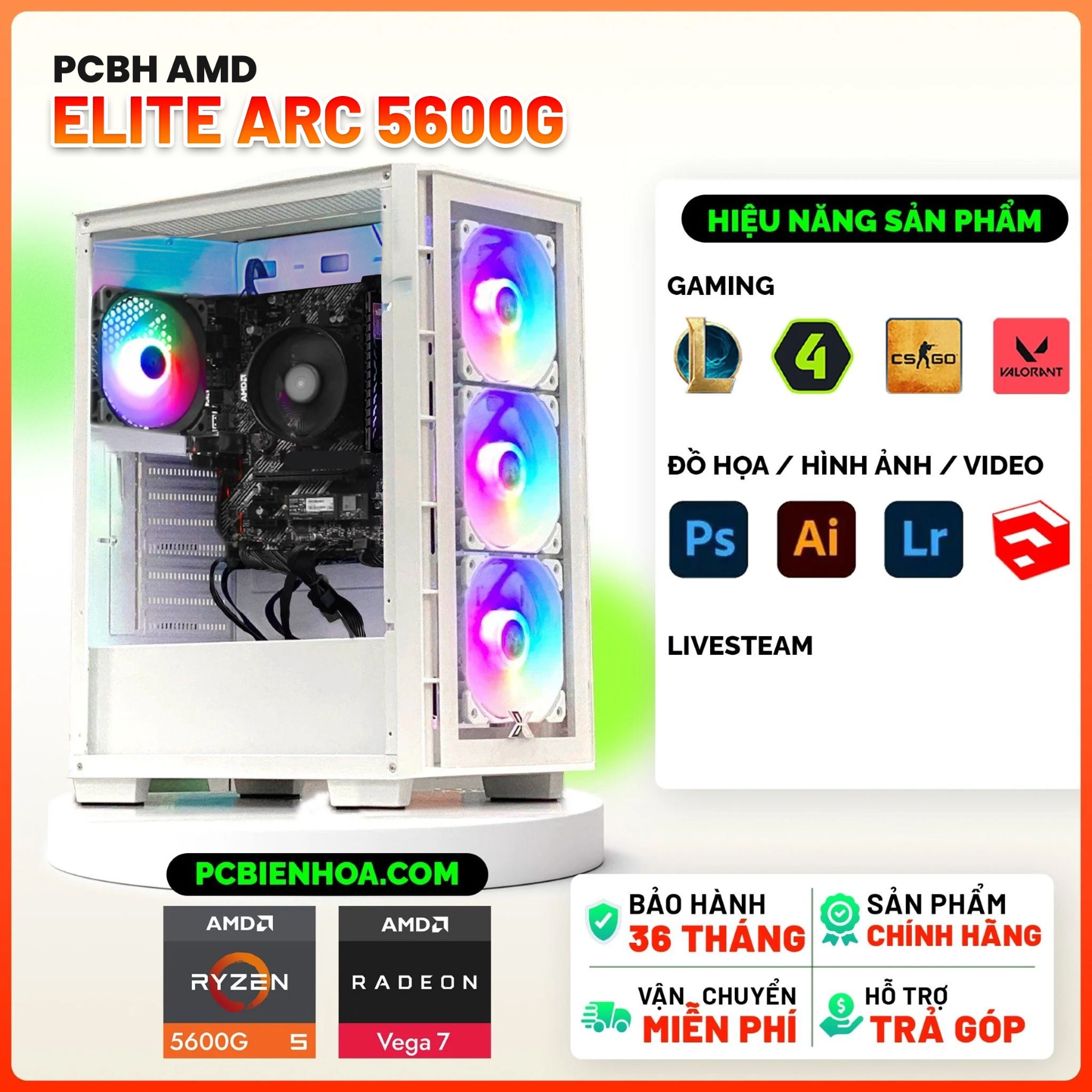  PCBH AMD ELITE ARC RYZEN 5 5600G / B450M / 16GB / 256GB 
