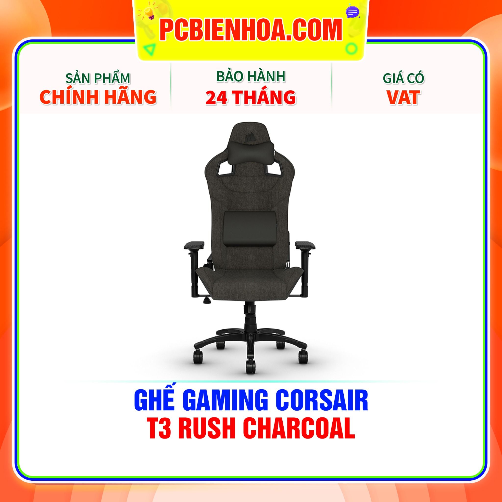  GHẾ GAMING CORSAIR T3 RUSH CHARCOAL 