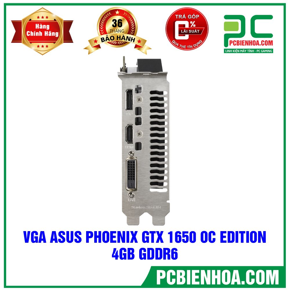 VGA ASUS PHOENIX GEFORCE GTX 1650 OC EDITION 4GB GDDR6 (PH-GTX1650-O4GD6-P) (CÓ BÁN LẺ)