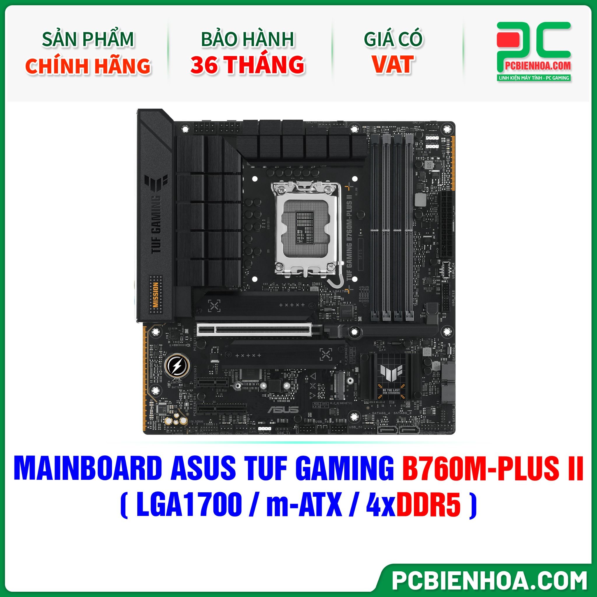 DDR5 - MAINBOARD ASUS TUF GAMING B760M-PLUS II ( LGA1700 / m-ATX / 4xDDR5 )