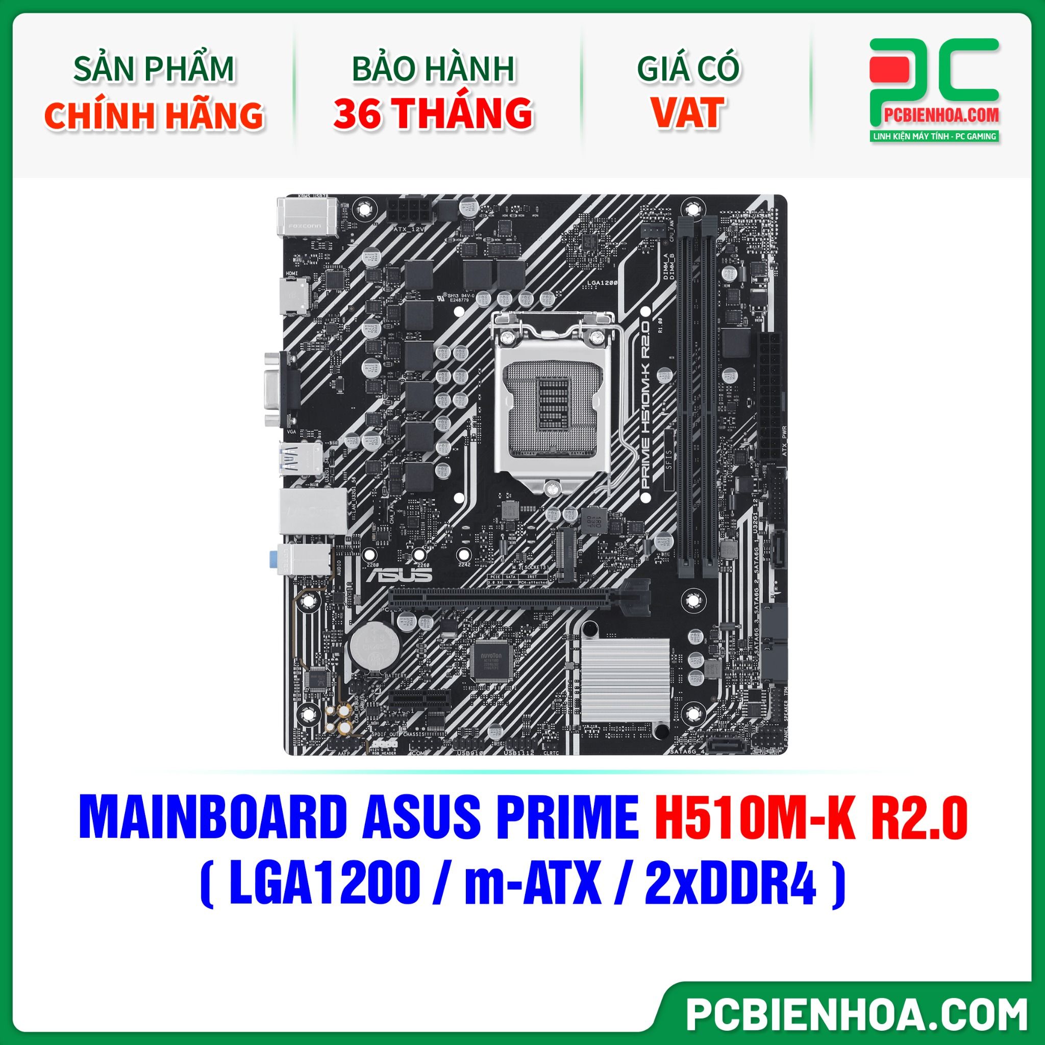 MAINBOARD ASUS PRIME H510M-K R2.0 ( LGA1200 / m-ATX / 2xDDR4 )