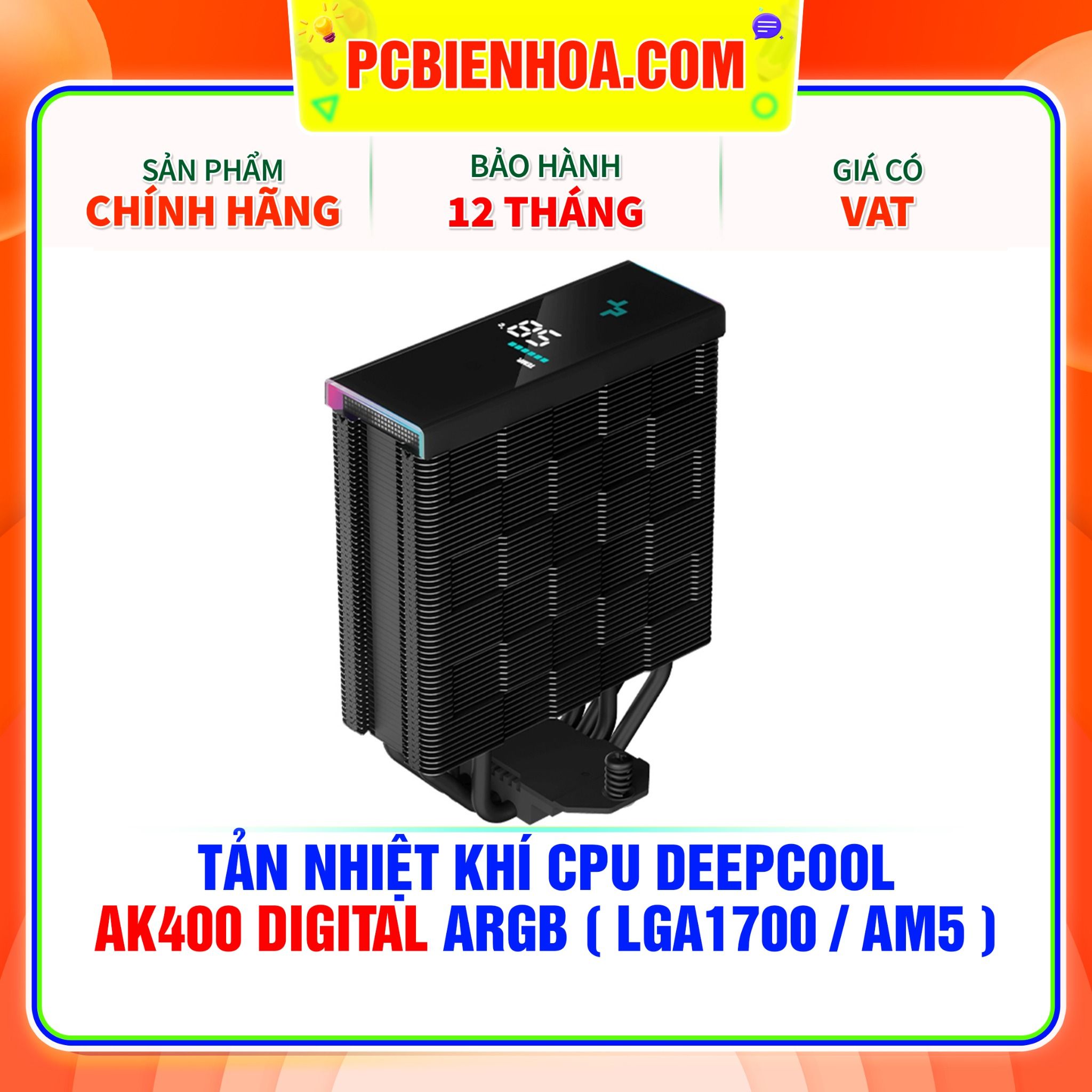  TẢN NHIỆT KHÍ CPU DEEPCOOL AK400 DIGITAL - LED ARGB ( HỖ TRỢ SOCKET LGA1700 / AM5 ) 