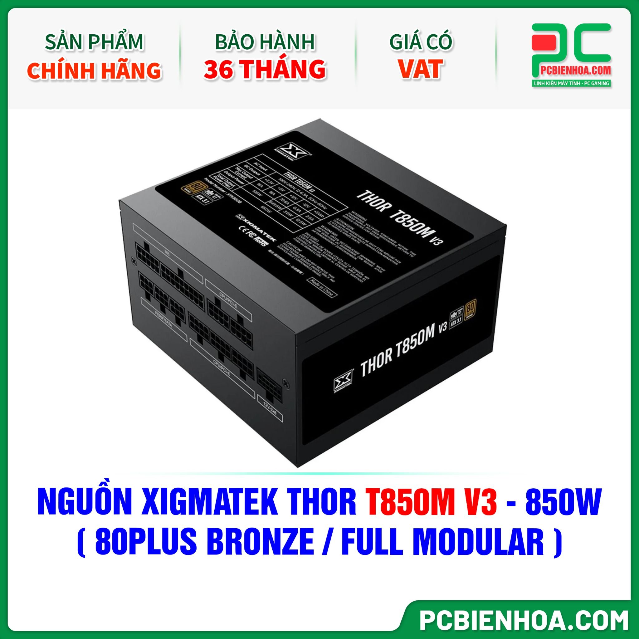 NGUỒN XIGMATEK THOR T850M V3 - 850W ( 80PLUS BRONZE / FULL MODULAR - EN43338 )