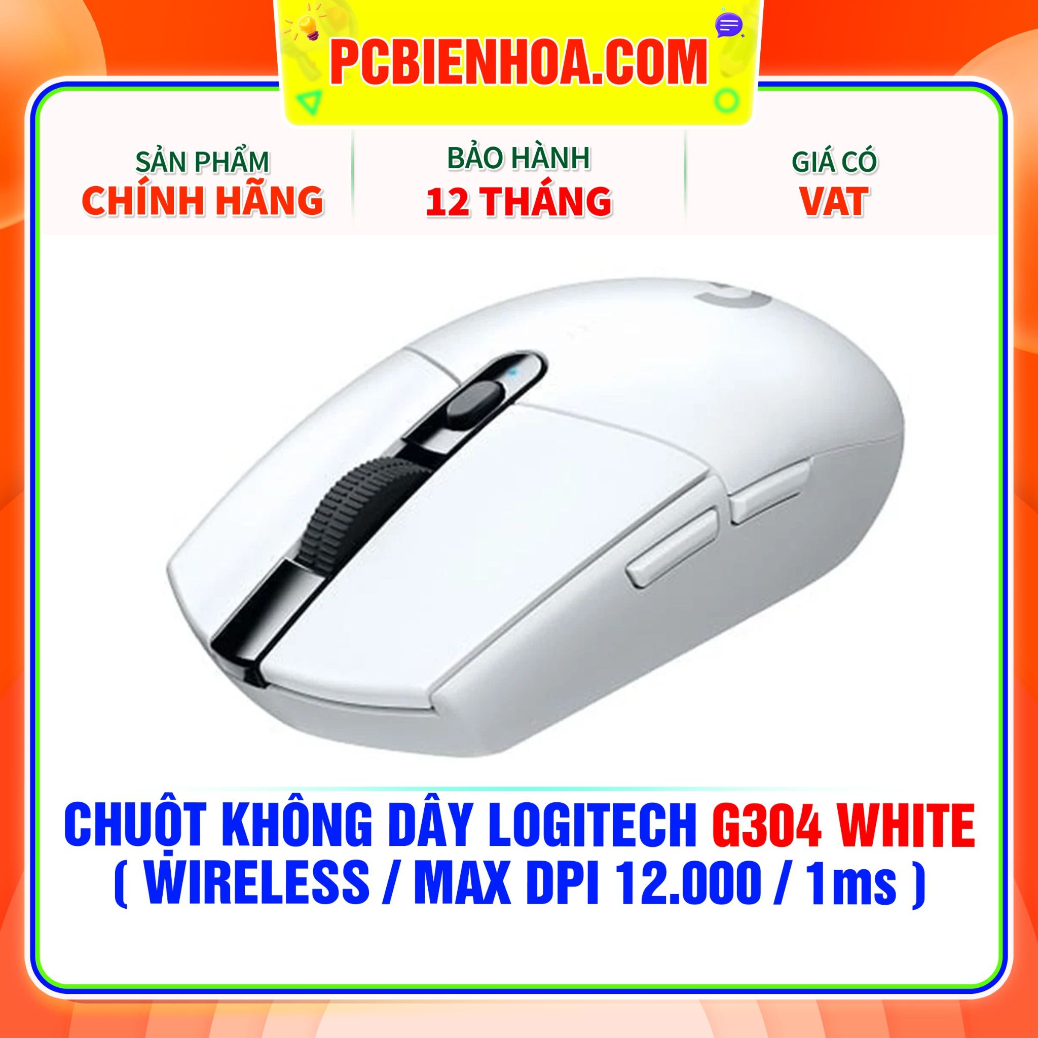  CHUỘT KHÔNG DÂY LOGITECH G304 WHITE ( WIRELESS / MAX DPI 12.000 / 1MS ) 