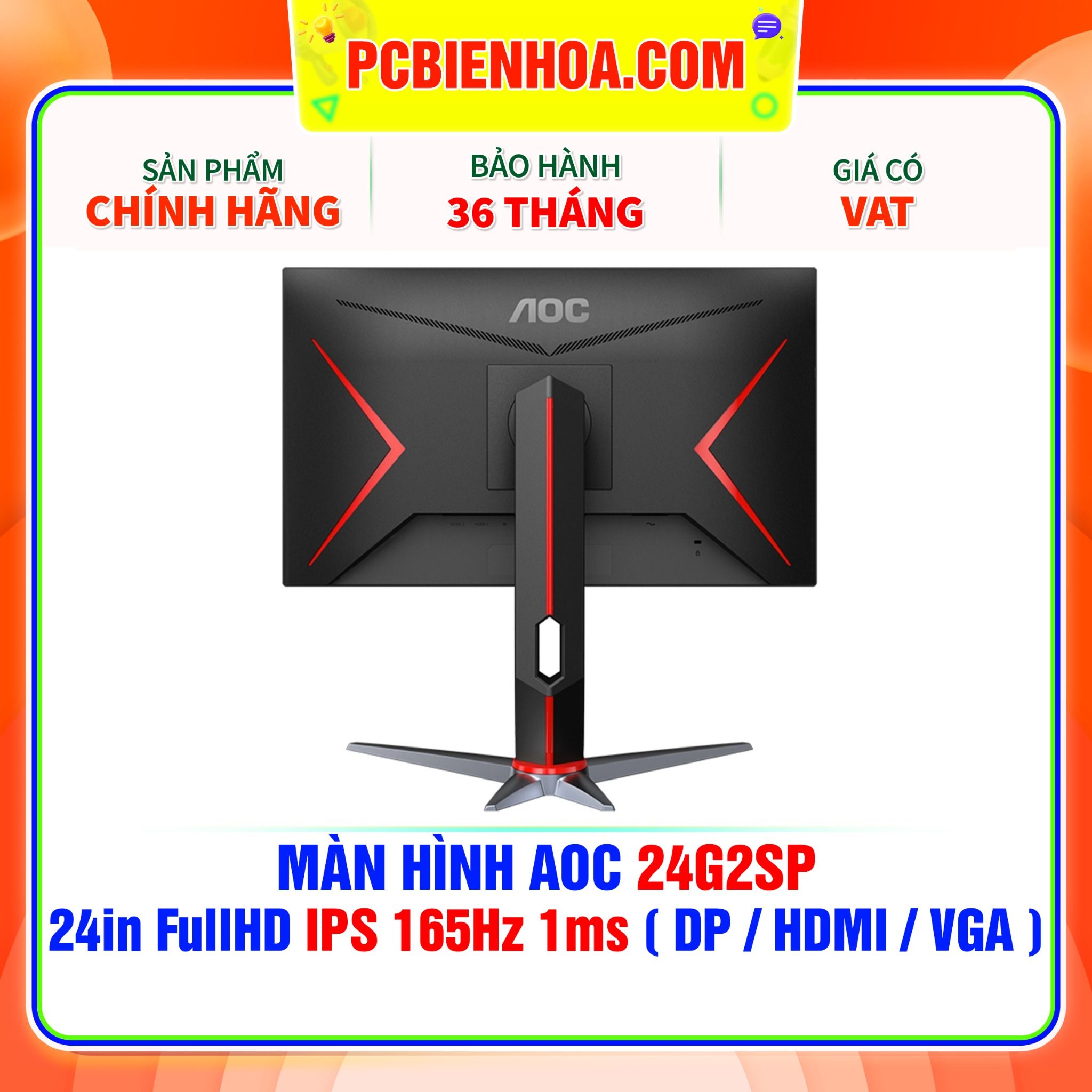  MÀN HÌNH AOC 24G2SP 24in FullHD IPS 165Hz 1ms ( DP / HDMI / VGA ) 