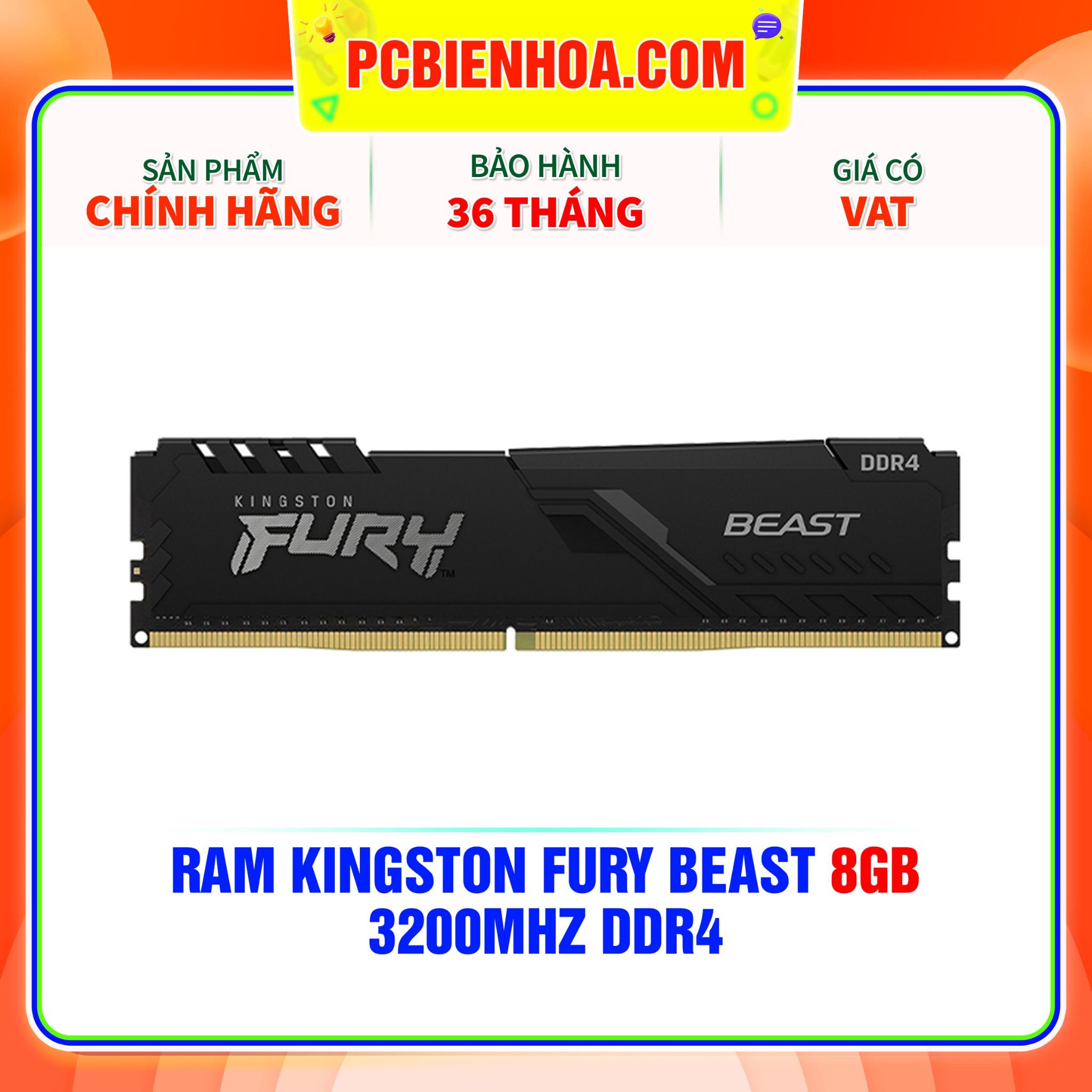  RAM KINGSTON FURY BEAST 8GB 3200MHz DDR4 