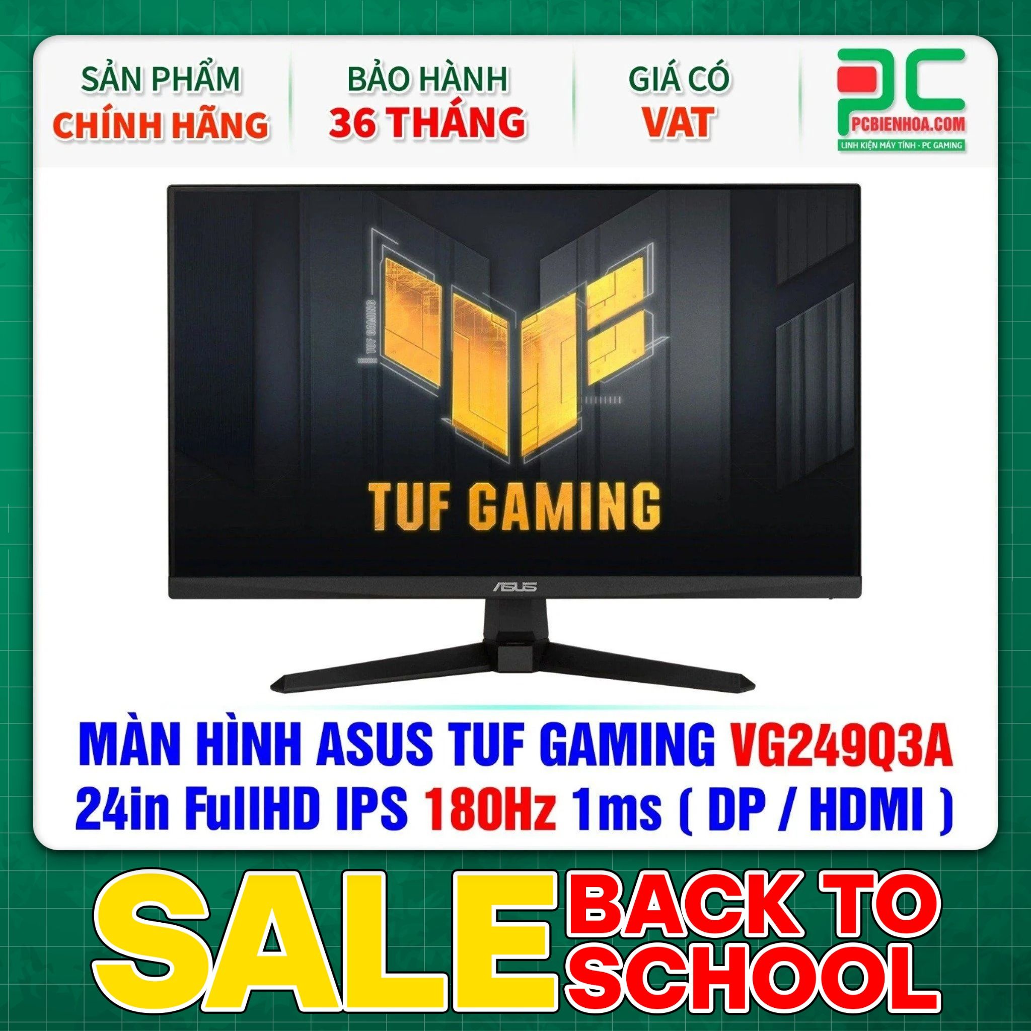 MÀN HÌNH ASUS TUF GAMING VG249Q3A - 24in FullHD IPS 180Hz 1ms ( DP / HDMI )