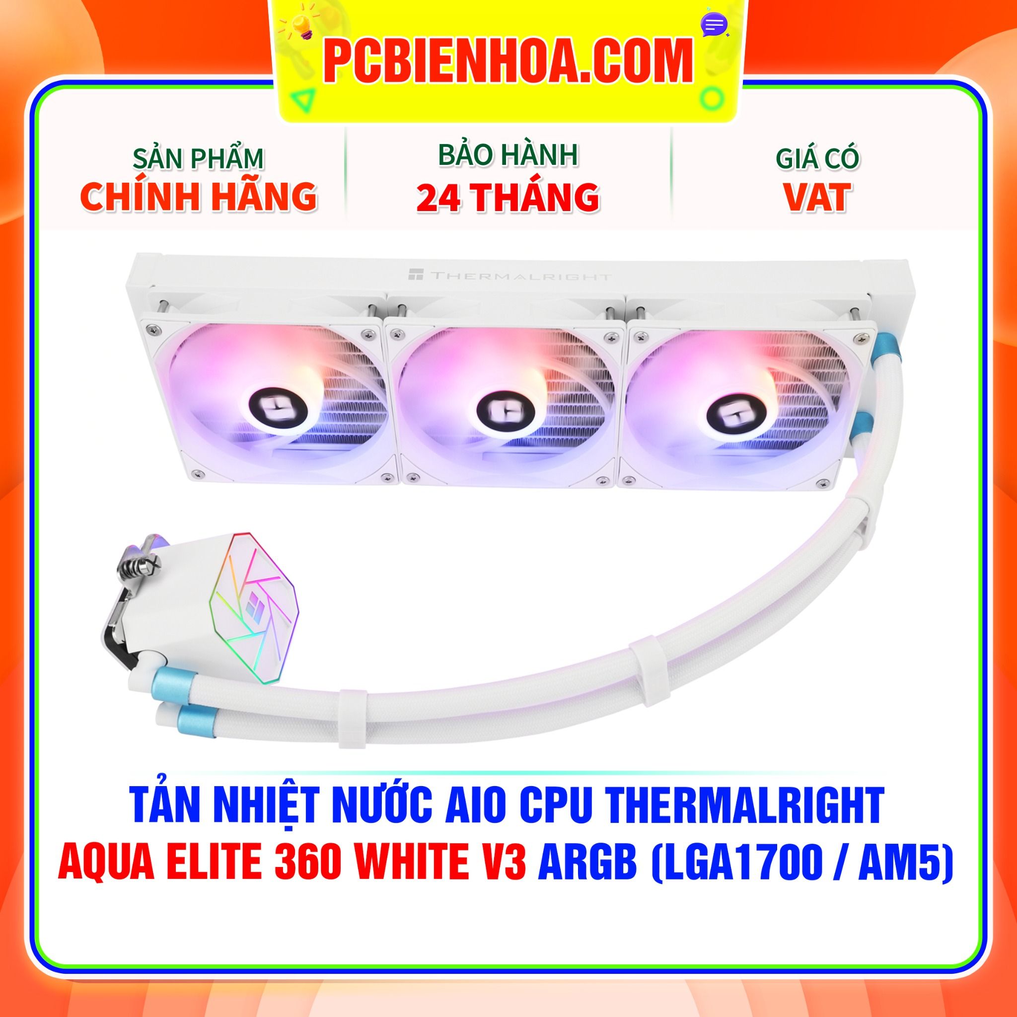  TẢN NHIỆT NƯỚC AIO CPU THERMALRIGHT AQUA ELITE 360 WHITE V3 ARGB ( HỖ TRỢ SOCKET LGA1700 / AM5 ) 