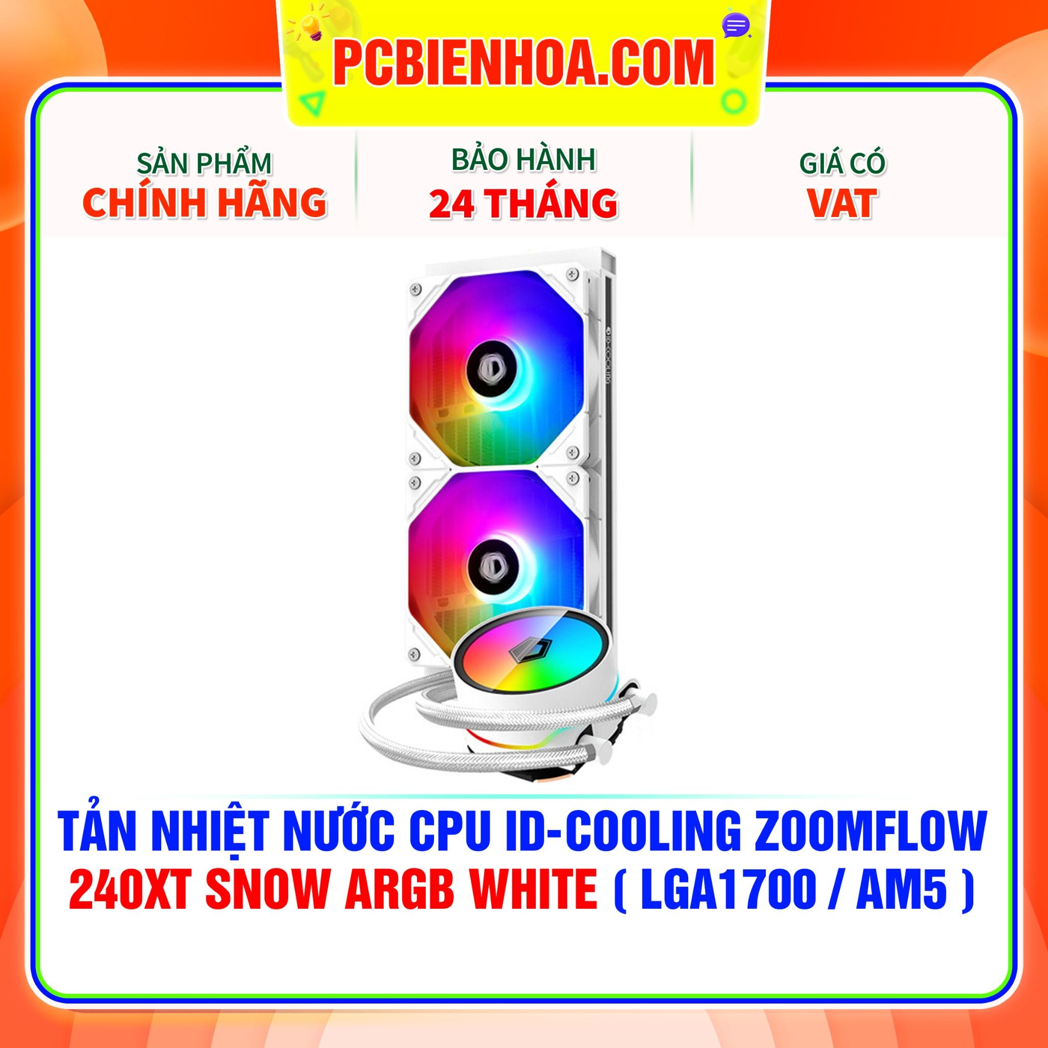  TẢN NHIỆT NƯỚC CPU ID-COOLING ZOOMFLOW 240XT SNOW ARGB WHITE ( HỖ TRỢ SOCKET LGA1700 / AM5 ) 