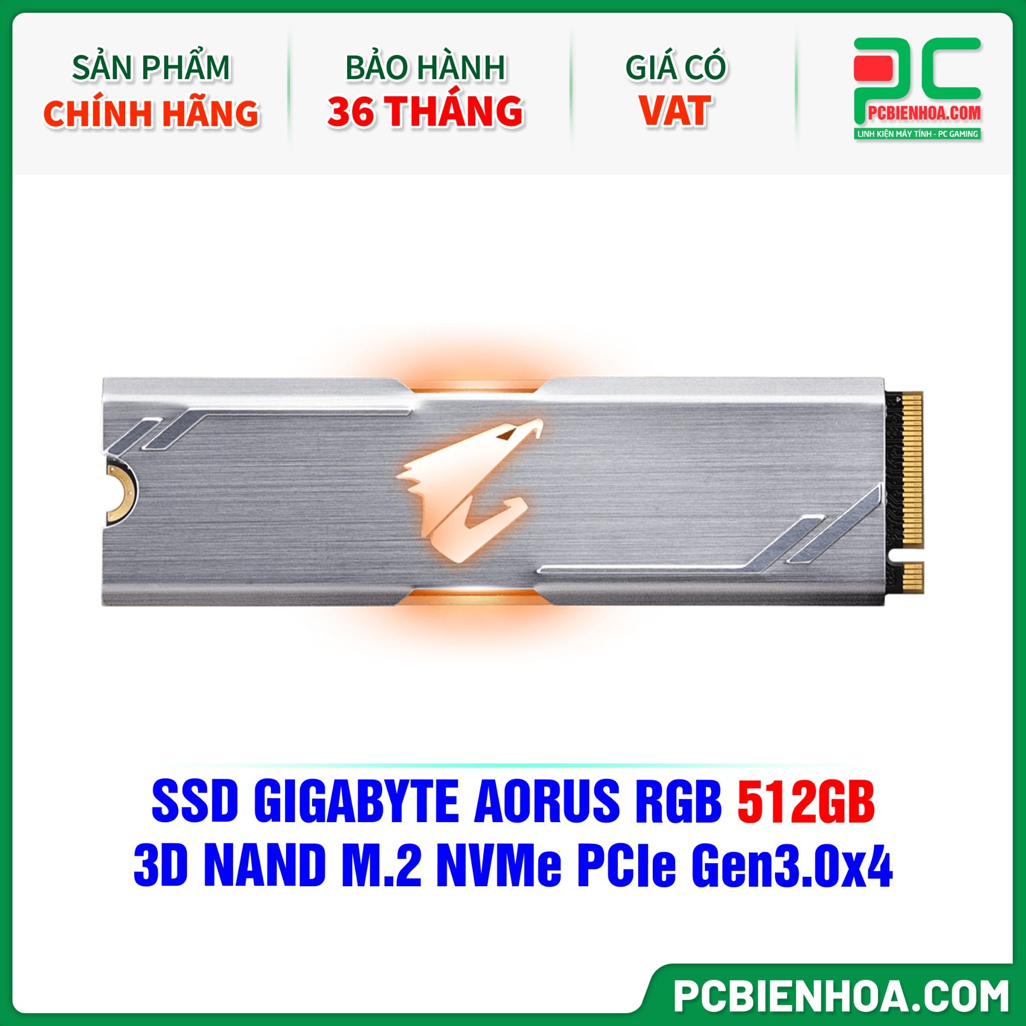 SSD GIGABYTE AORUS RGB 512GB - 3D NAND M.2 NVMe PCIe Gen3.0x4 ( GP-ASM2NE2512GTTDR )
