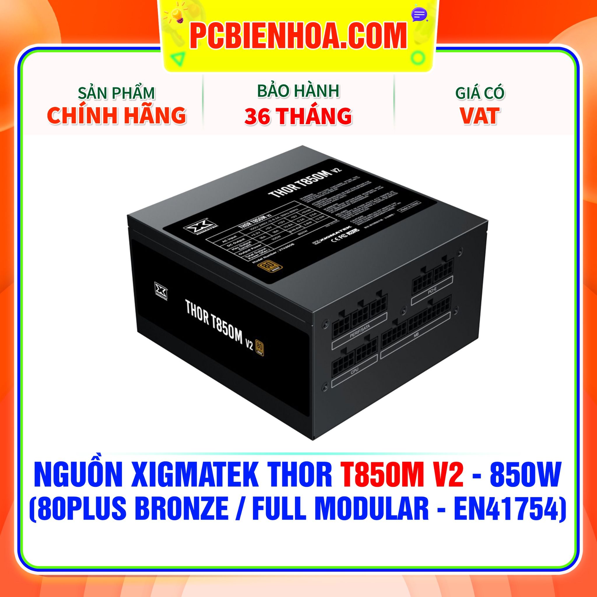  NGUỒN XIGMATEK THOR T850M V2 - 850W ( 80PLUS BRONZE / FULL MODULAR - EN41754 ) 