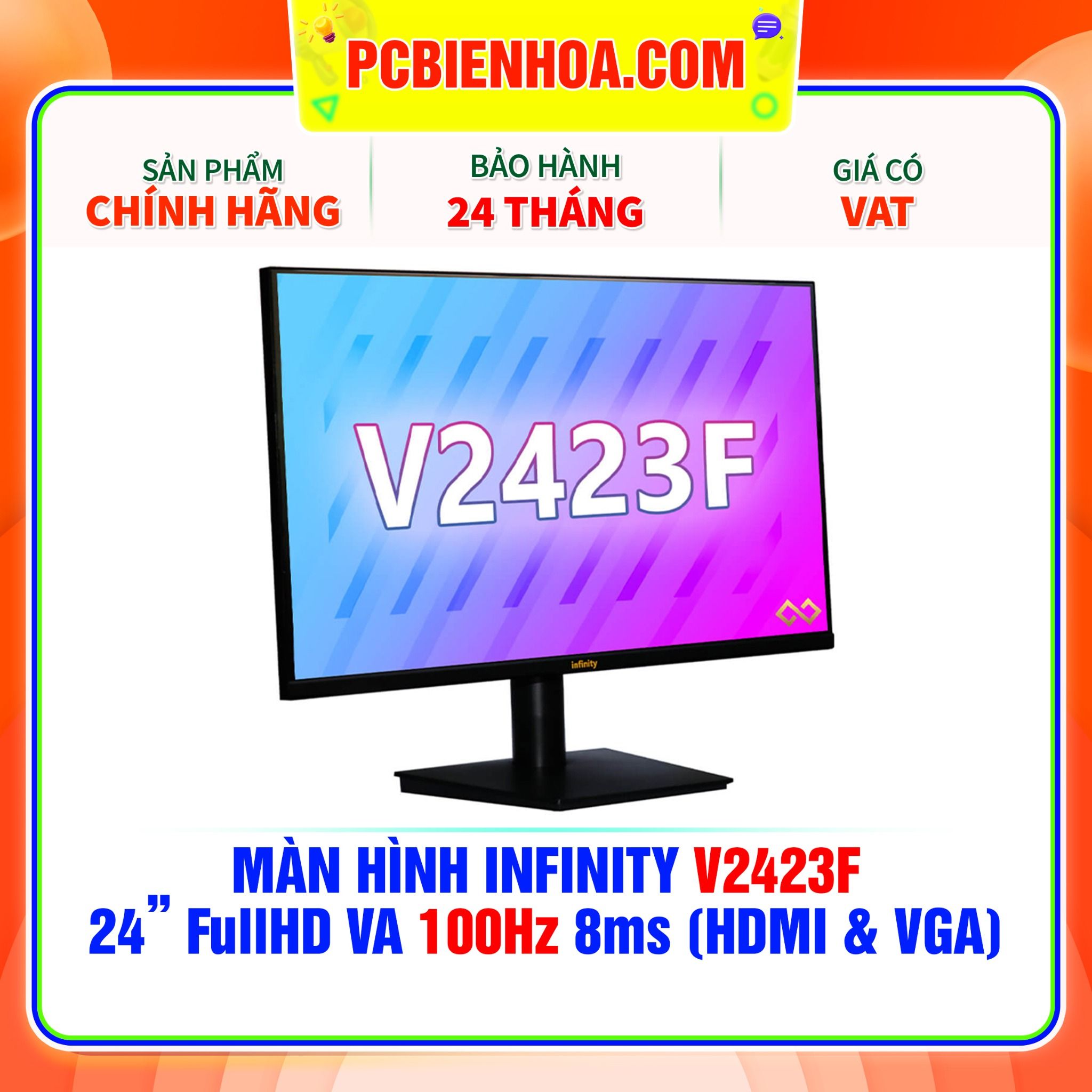  MÀN HÌNH INFINITY V2423F 24in FullHD 100Hz VA 8MS ( HDMI / VGA ) 