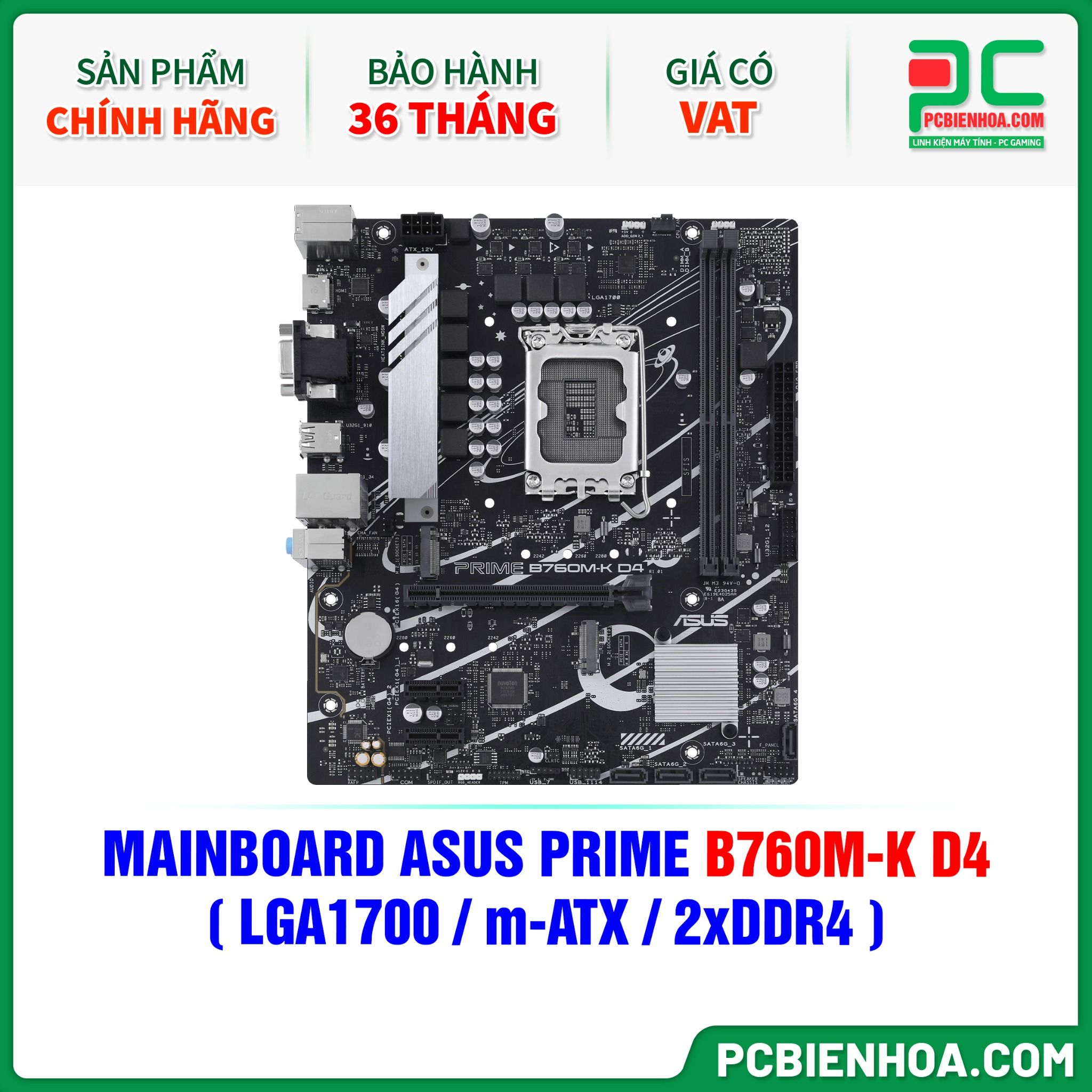 MAINBOARD ASUS PRIME B760M-K D4 ( LGA1700 / m-ATX / 2xDDR4 )