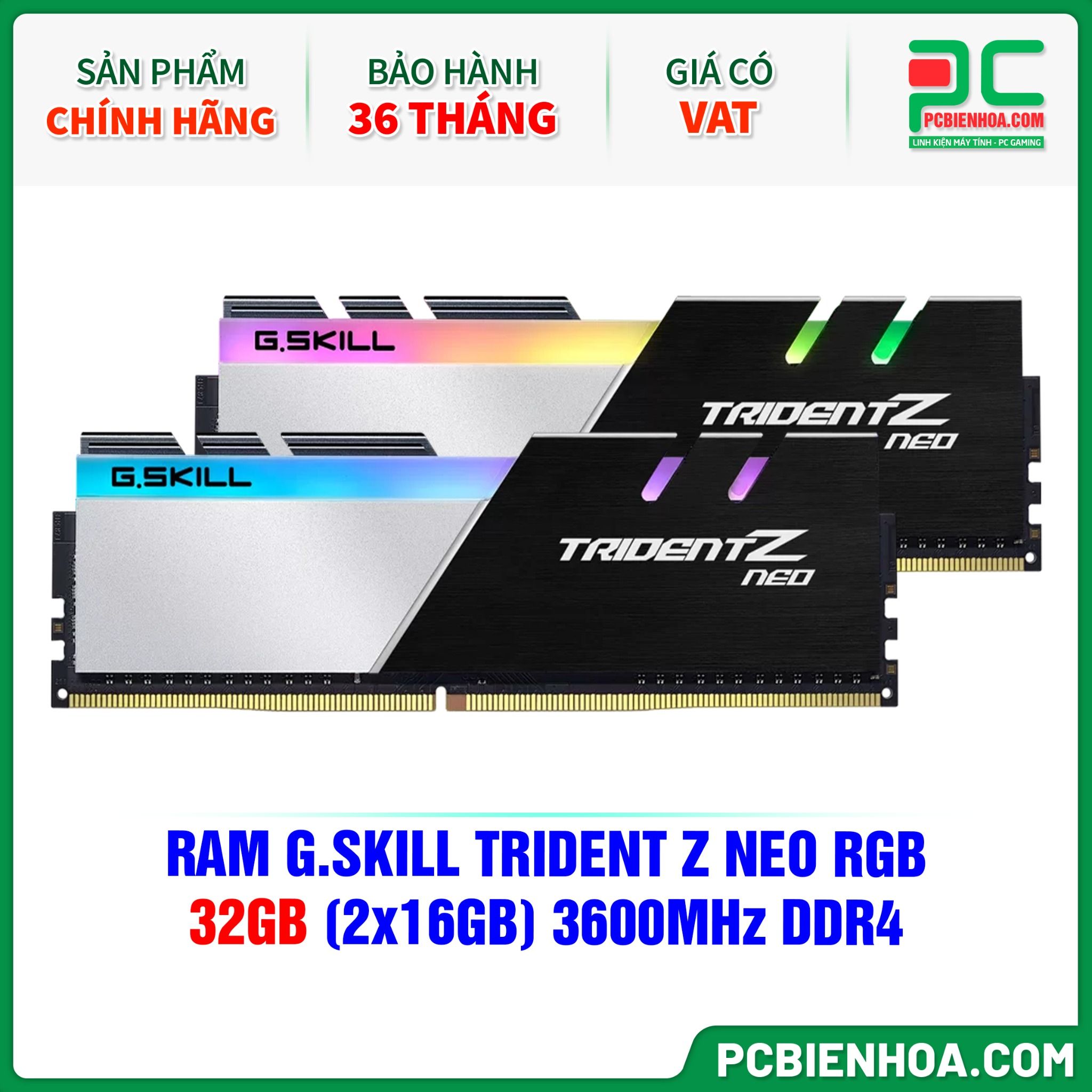 RAM G.SKILL TRIDENT Z NEO RGB - 32GB (2x16GB) 3600Mhz DDR4 (F4-3600C18D-32GTZN)
