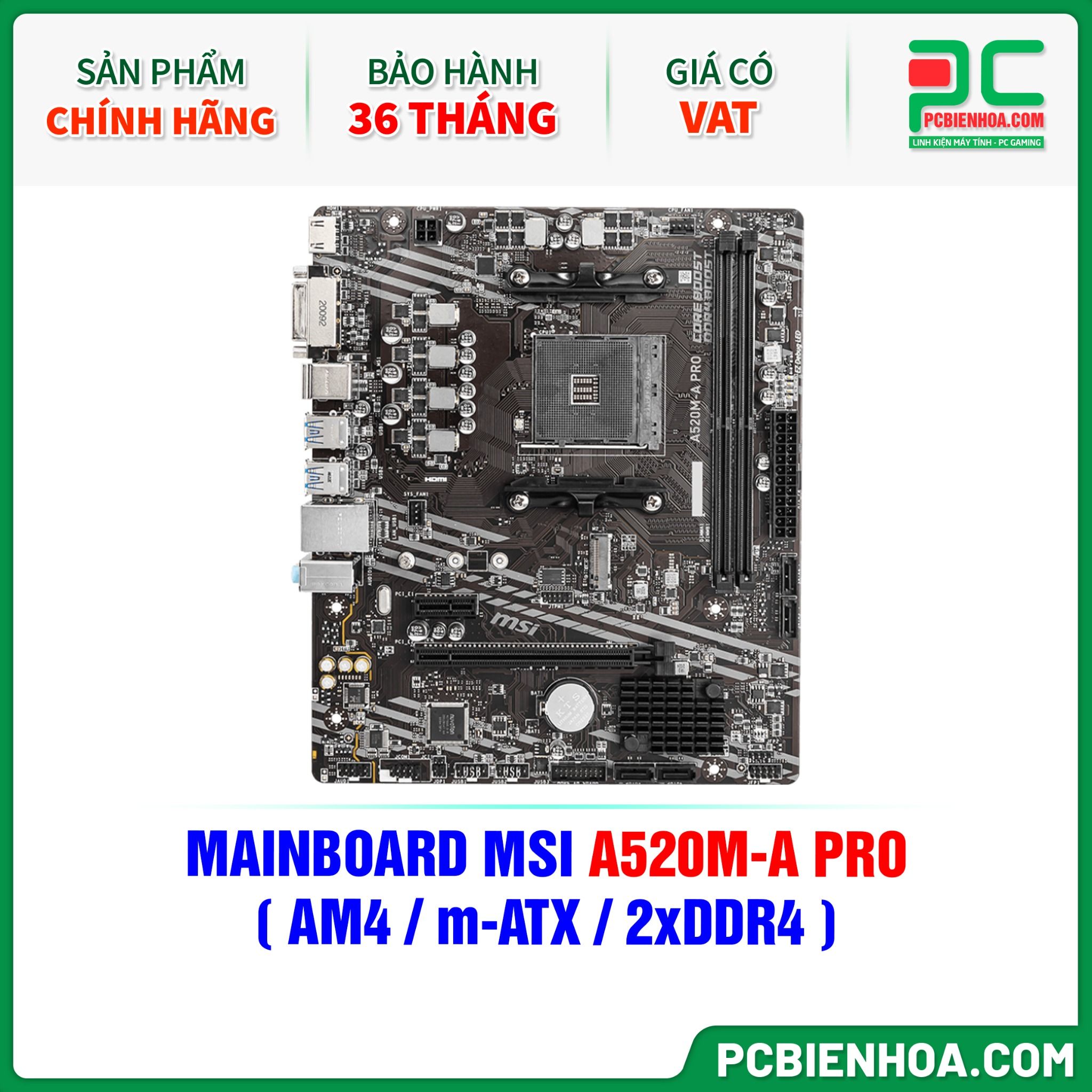 MAINBOARD MSI A520M-A PRO ( AM4 / m-ATX / 2xDDR4 )