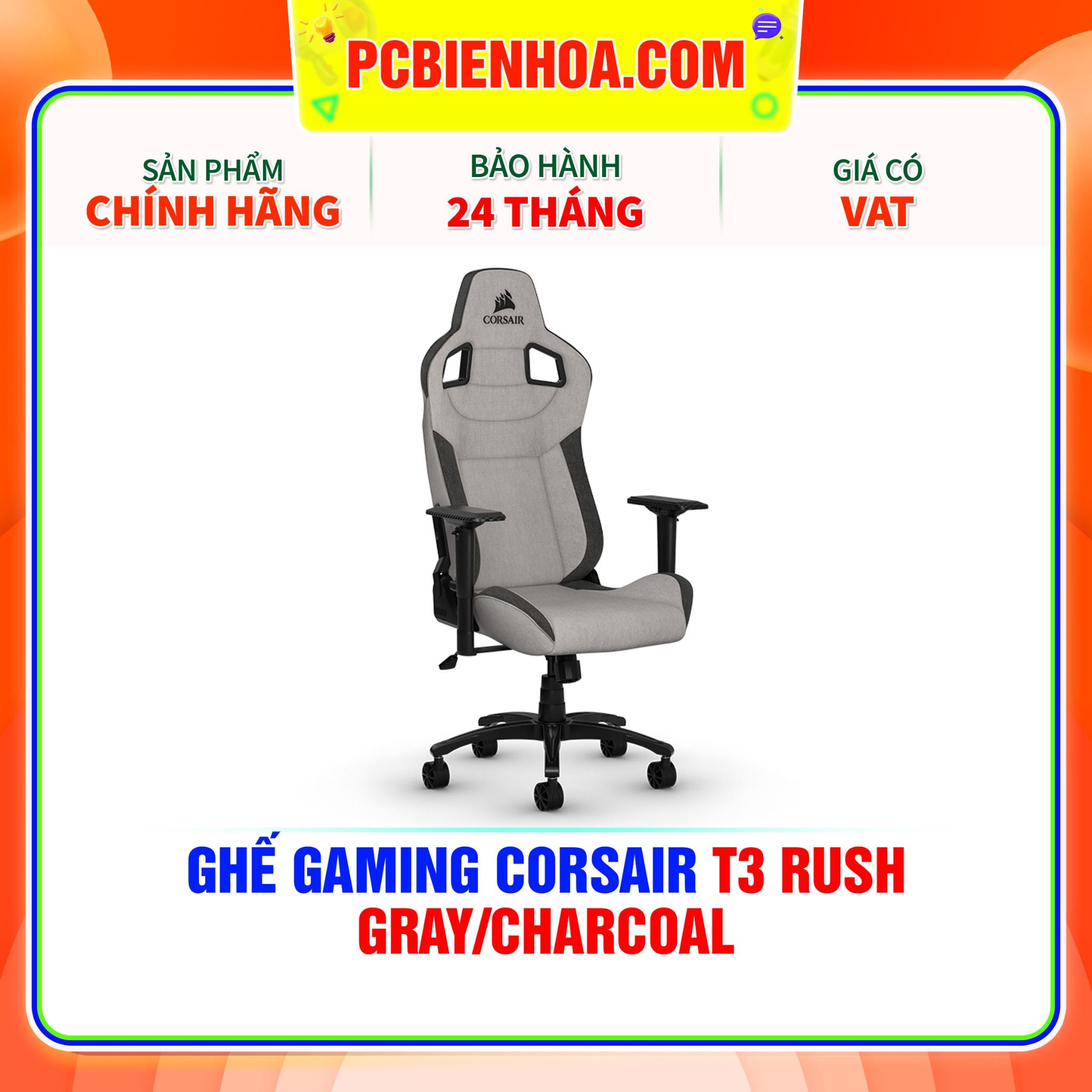  GHẾ GAMING CORSAIR T3 RUSH GRAY/CHARCOAL 