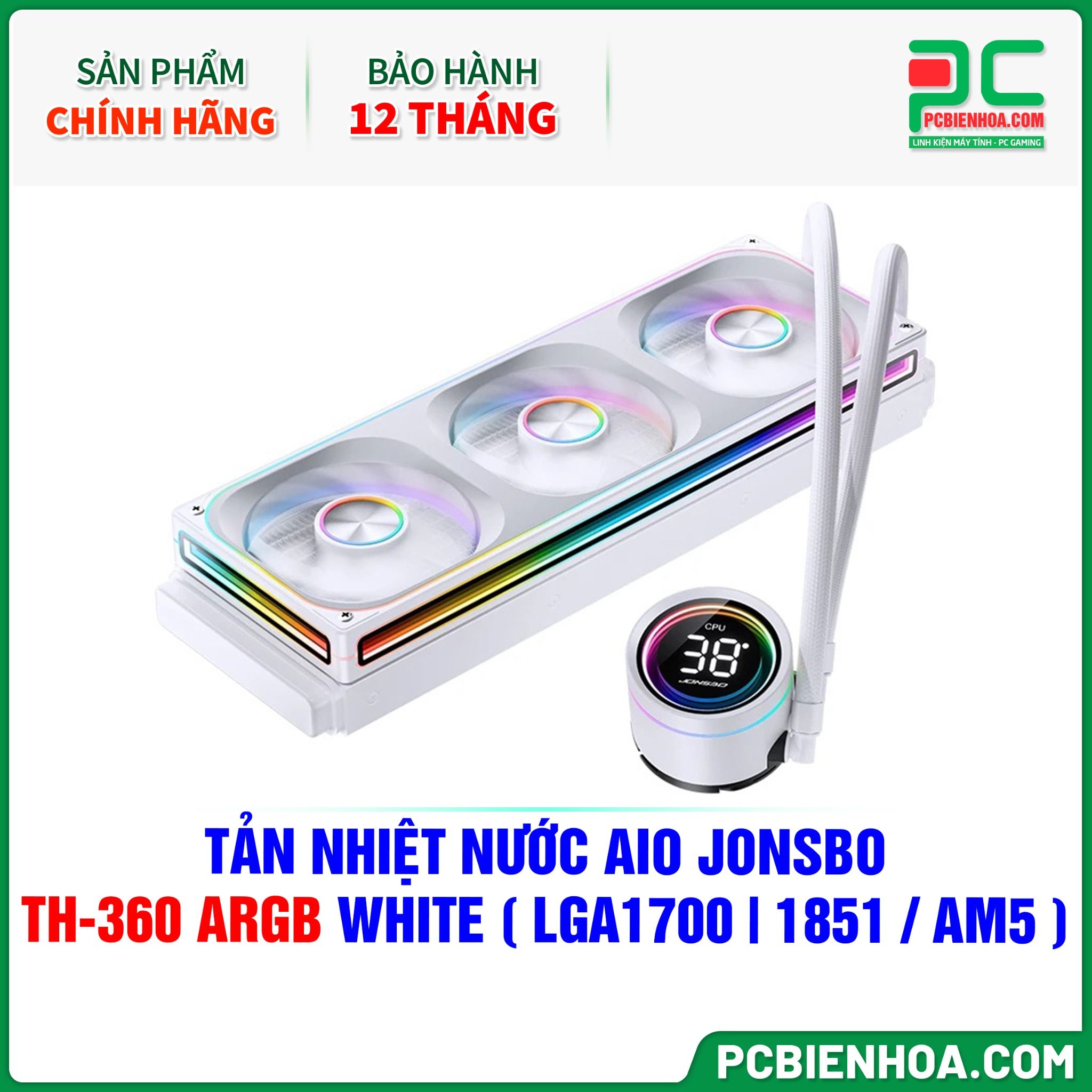 TẢN NHIỆT NƯỚC AIO JONSBO TH-360 ARGB WHITE ( HỖ TRỢ SOCKET LGA1700|1851 / AM5 )