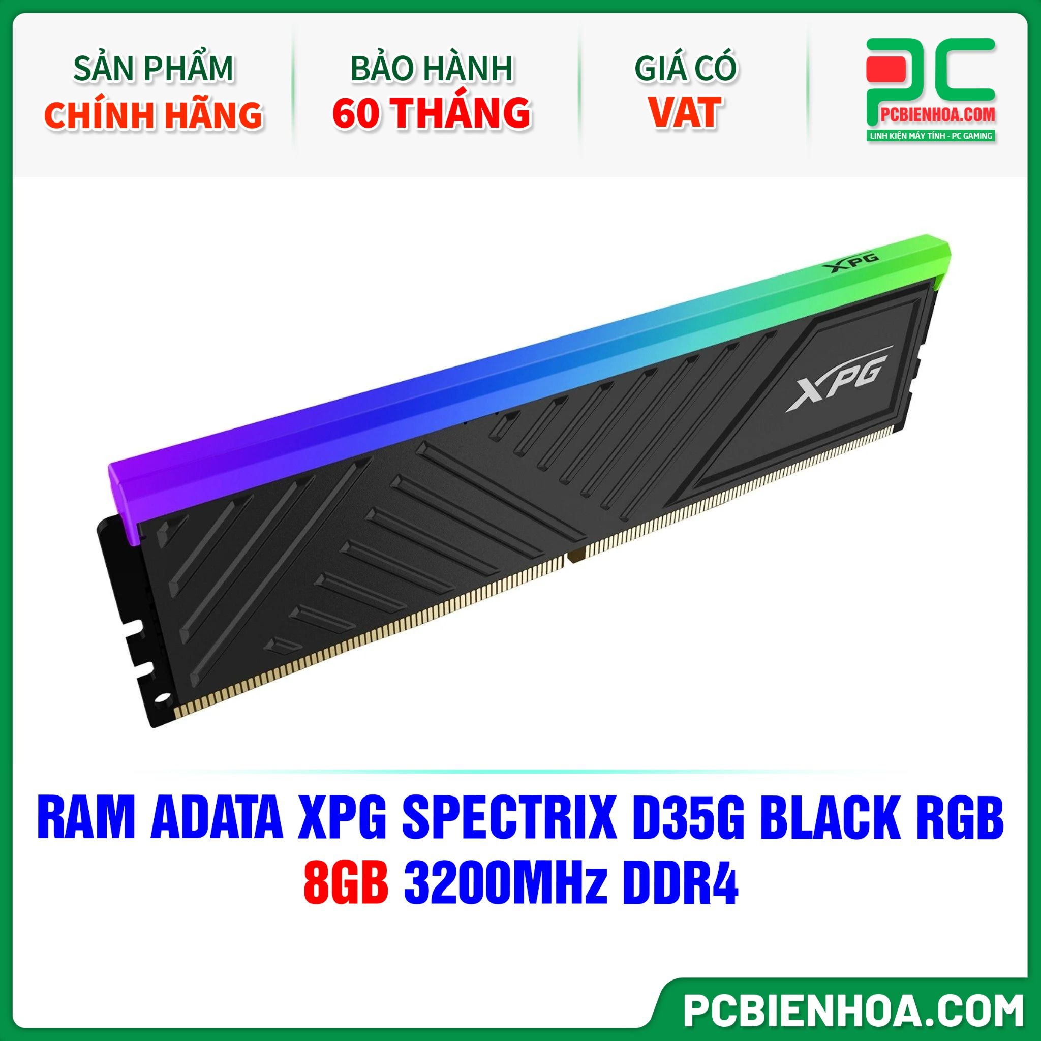 RAM ADATA XPG SPECTRIX D35G BLACK RGB - 8GB 3200MHz DDR4