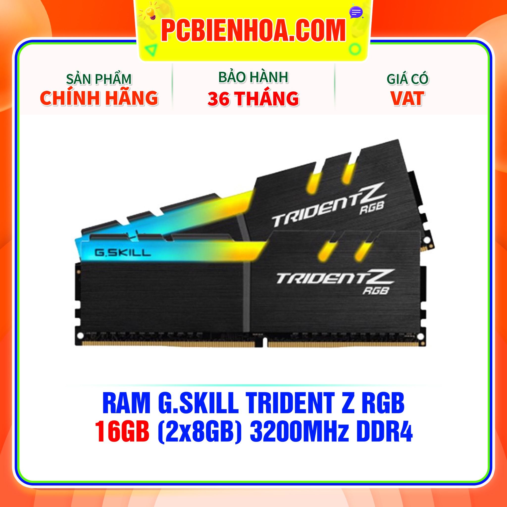  RAM G.Skill TRIDENT Z RGB 16GB (2x8GB) 3200MHz DDR4 (F4-3200C16D-16GTZR) 