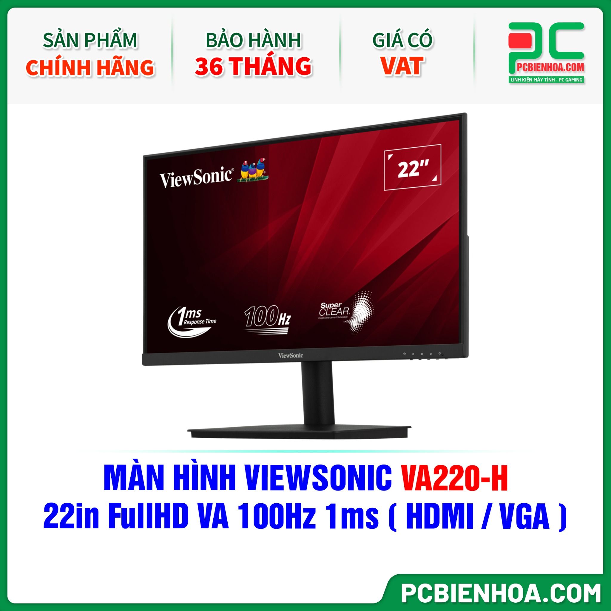 MÀN HÌNH VIEWSONIC VA220-H - 22in FullHD VA 100Hz 1ms ( HDMI / VGA )
