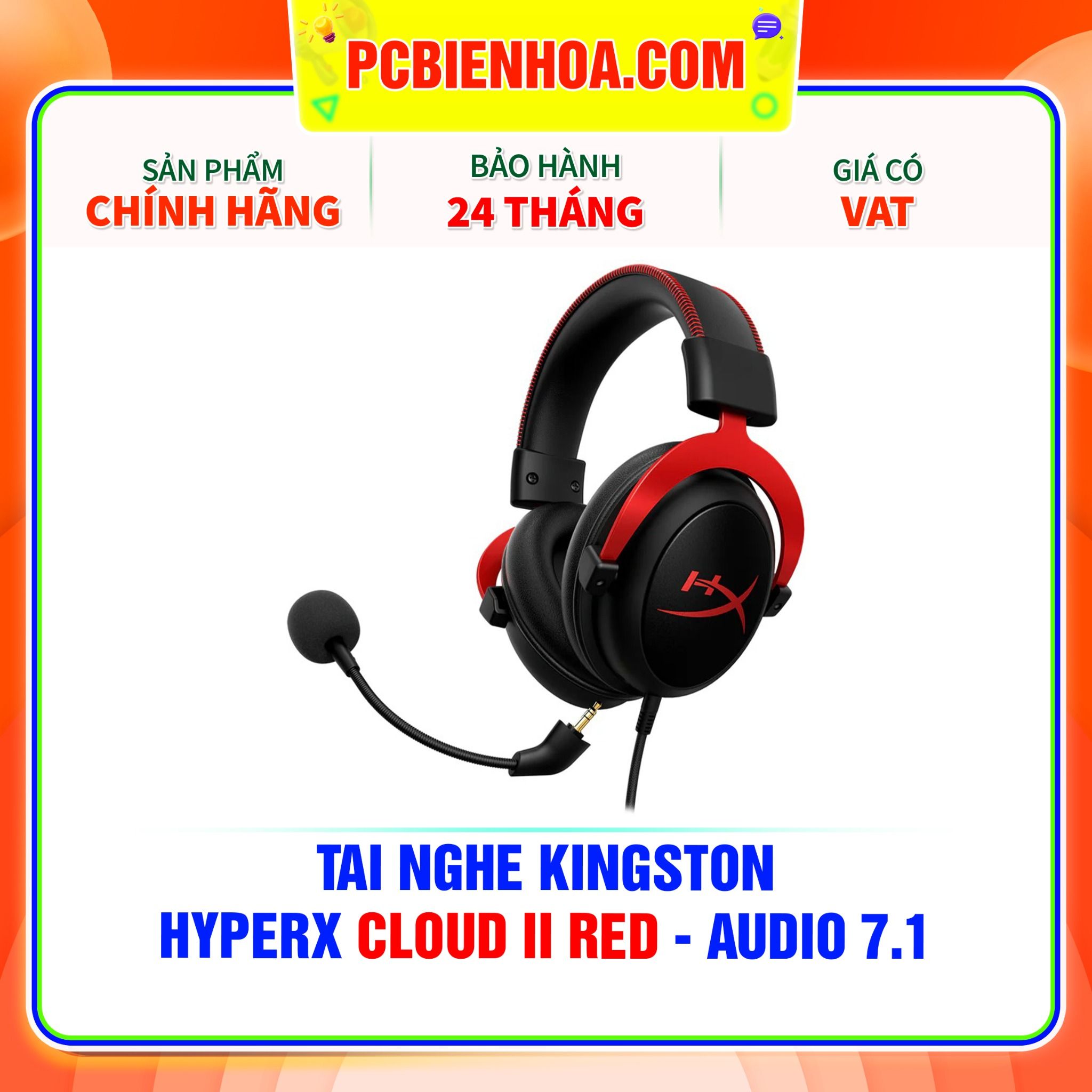  TAI NGHE KINGSTON HYPERX CLOUD II RED - AUDIO 7.1 