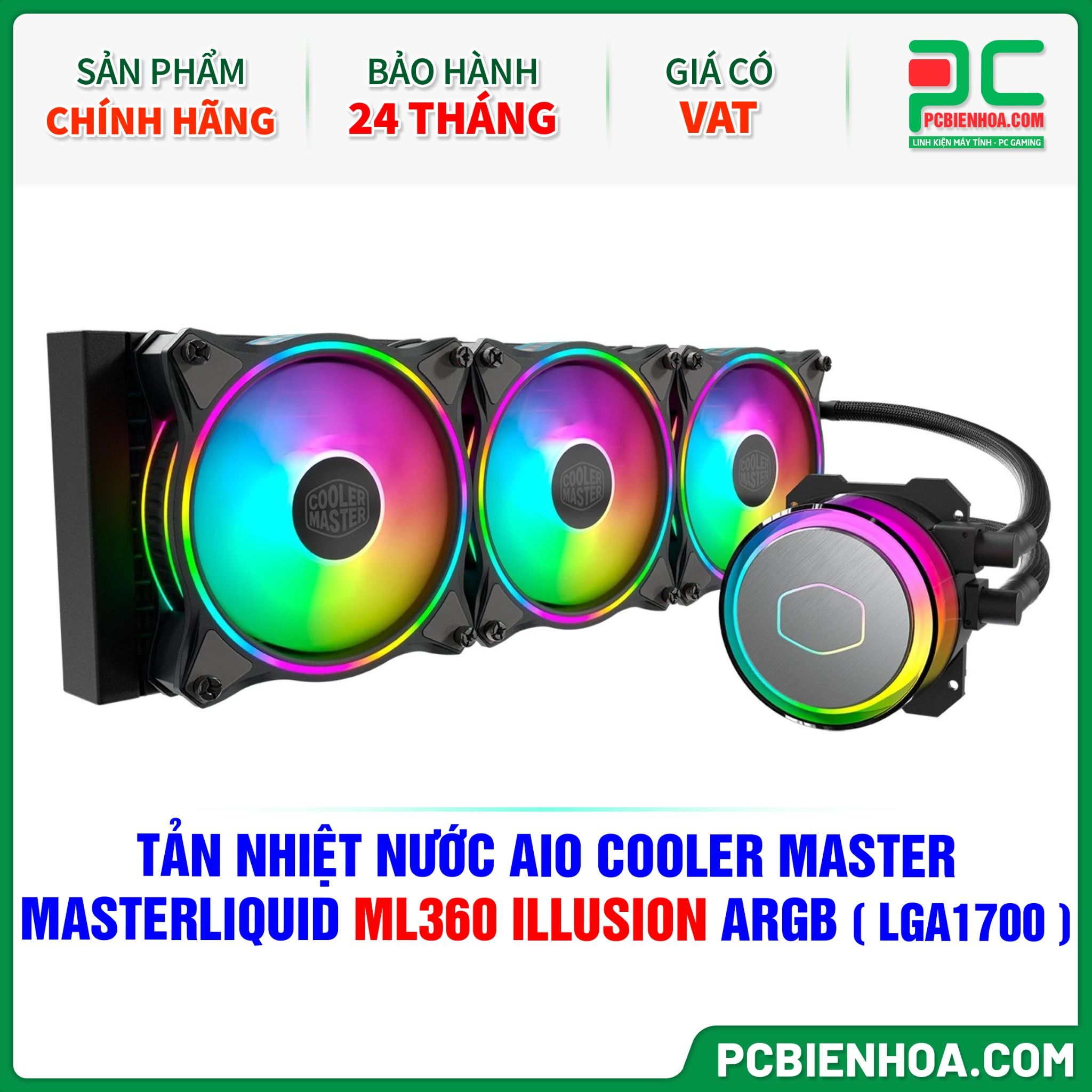 TẢN NHIỆT NƯỚC AIO COOLER MASTER MASTERLIQUID ML360 ILLUSION ARGB ( HỖ TRỢ SOCKET LGA1700 )