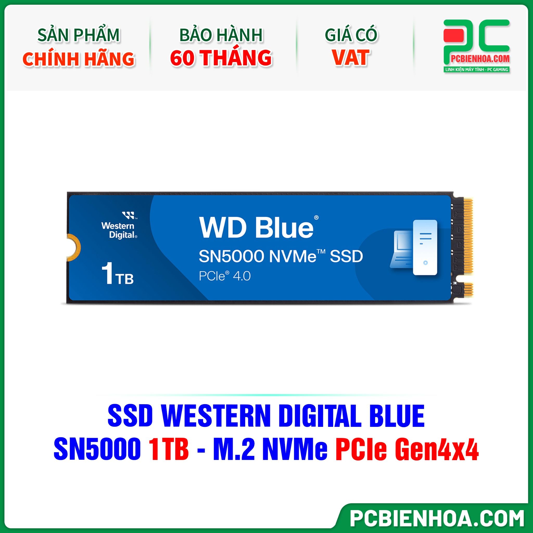 SSD WESTERN DIGITAL BLUE SN5000 1TB - M.2 NVMe PCIe Gen4x4 ( WDS100T4B0E )