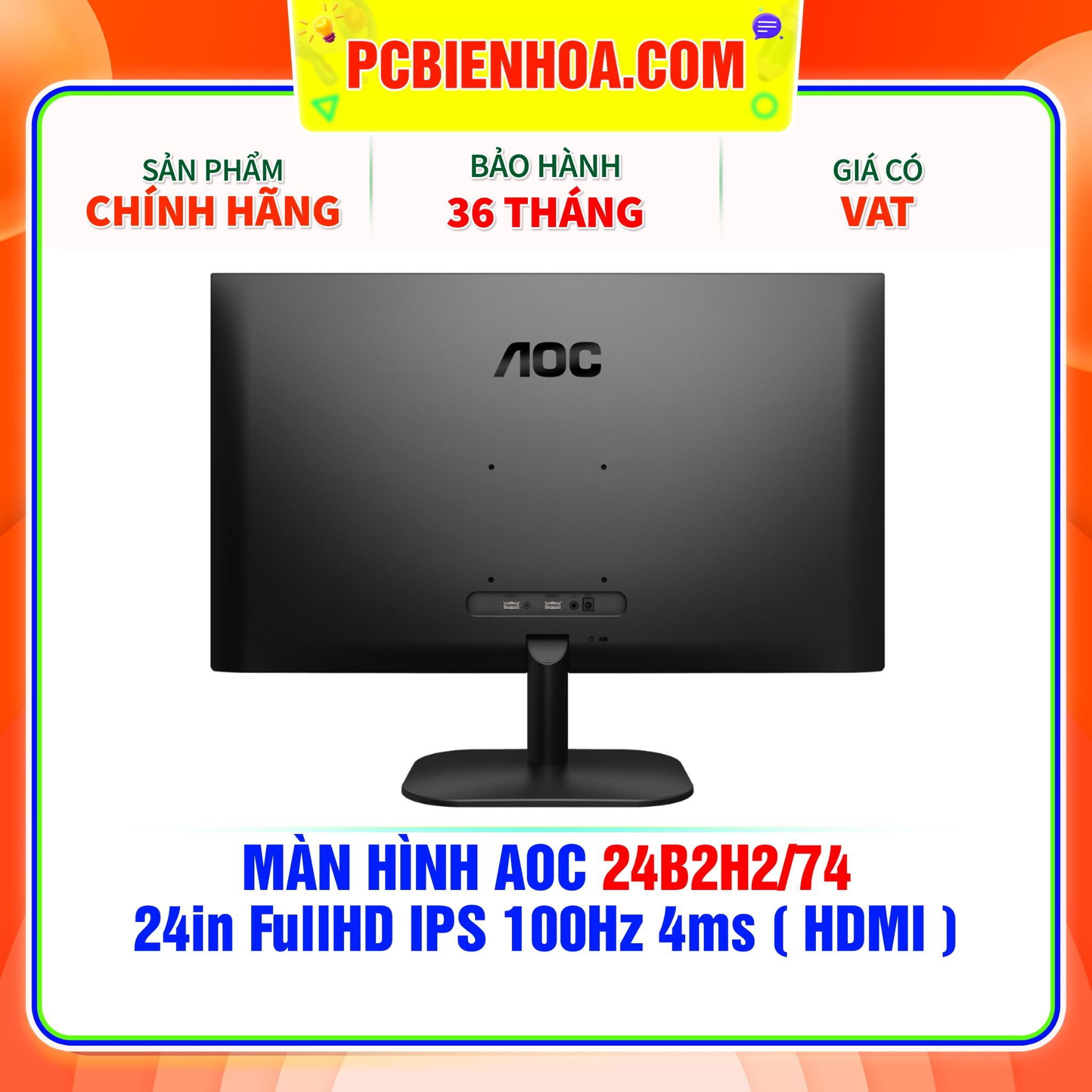  MÀN HÌNH AOC 24B2H2/74 24in FullHD IPS 100Hz 4ms ( HDMI ) 