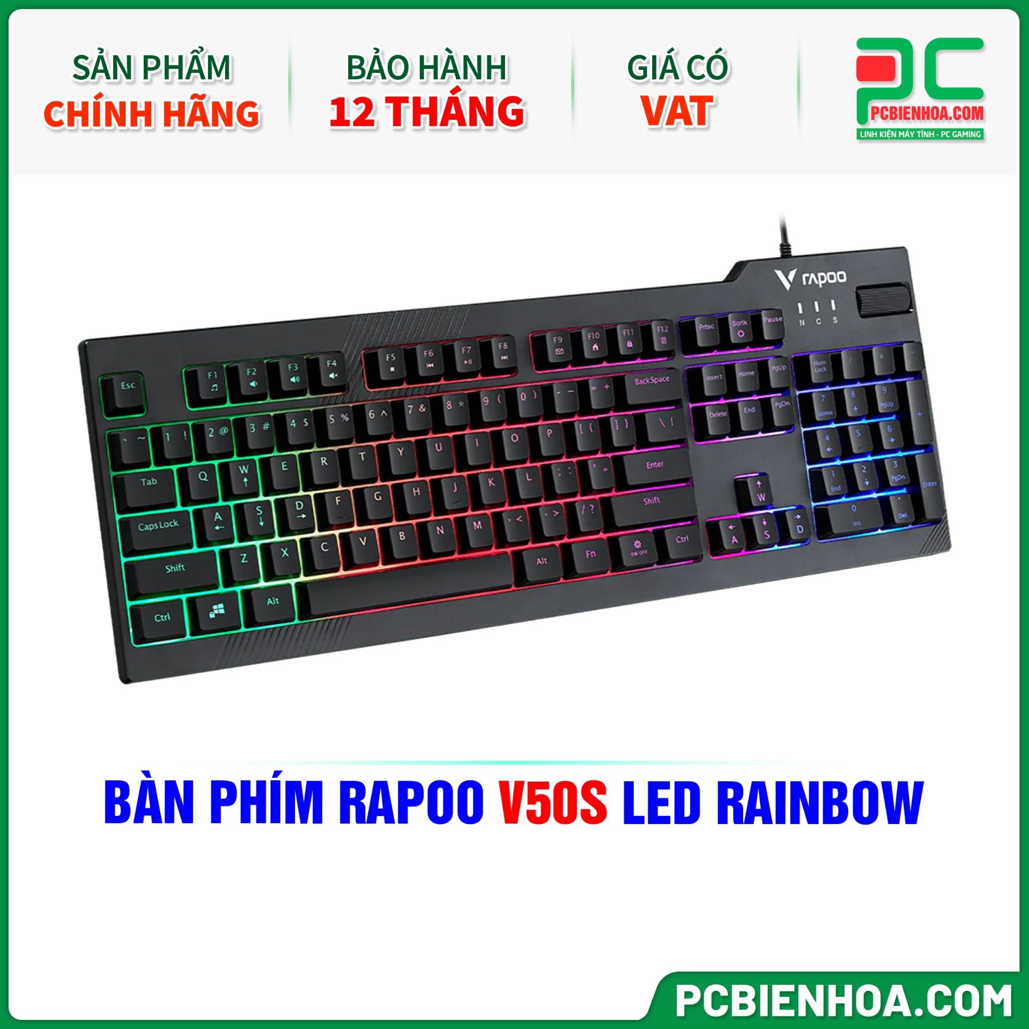 BÀN PHÍM RAPOO V50S LED RAINBOW