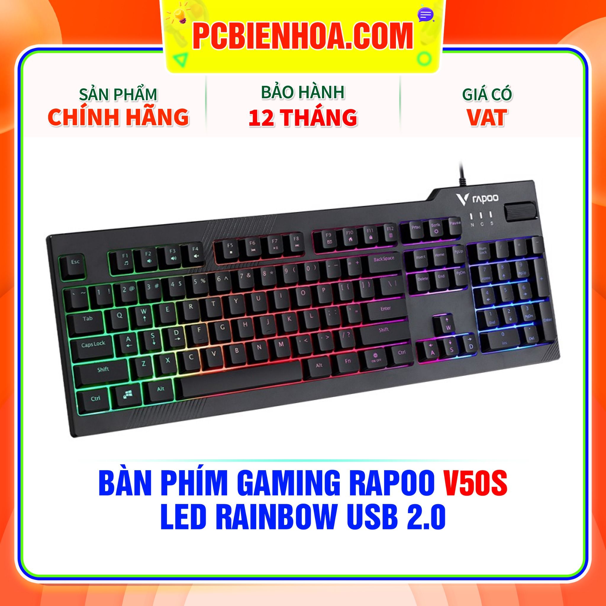  BÀN PHÍM GAMING RAPOO V50S - LED RAINBOW USB 2.0 