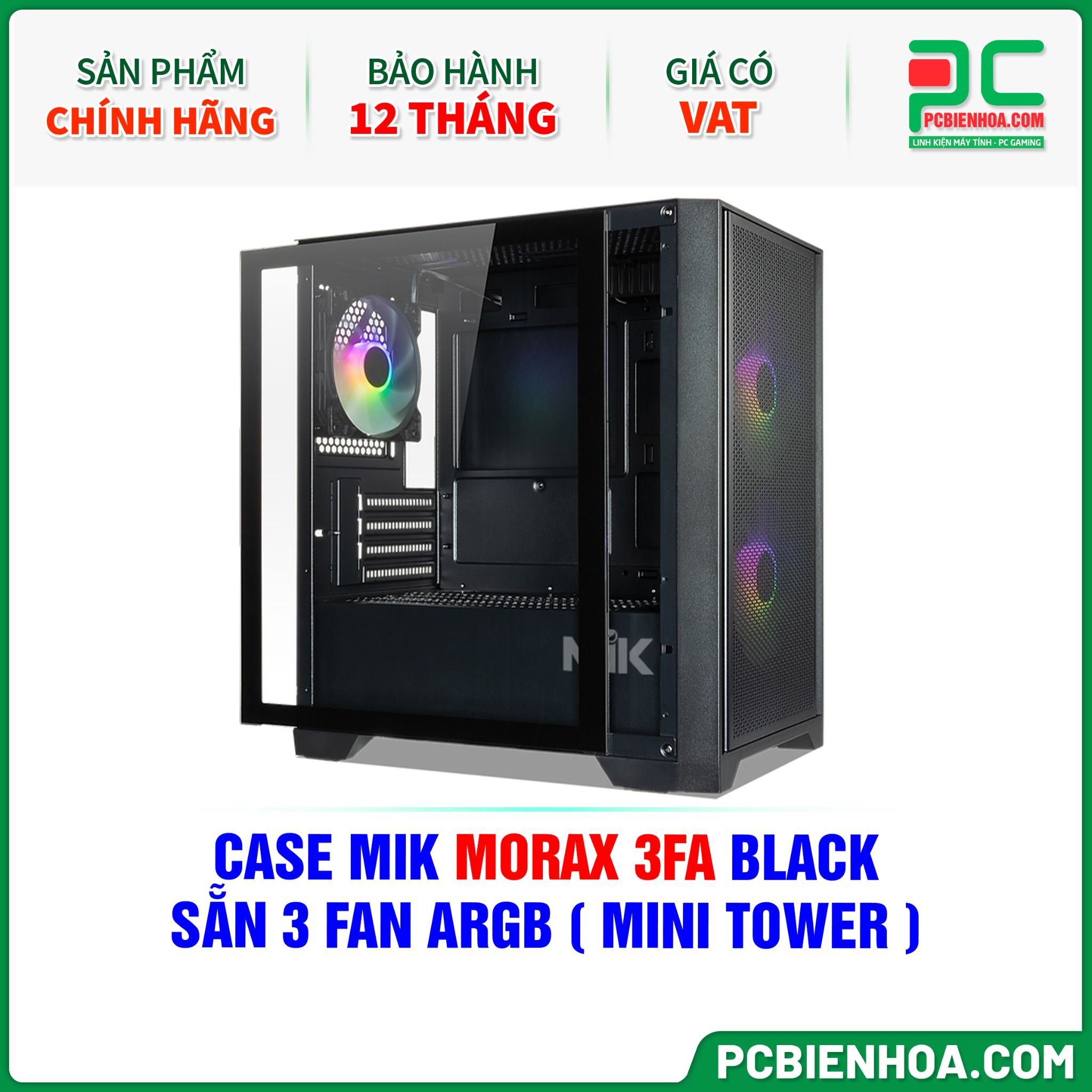 CASE MIK MORAX 3FA BLACK - SẴN 3 FAN ARGB ( MINI TOWER )