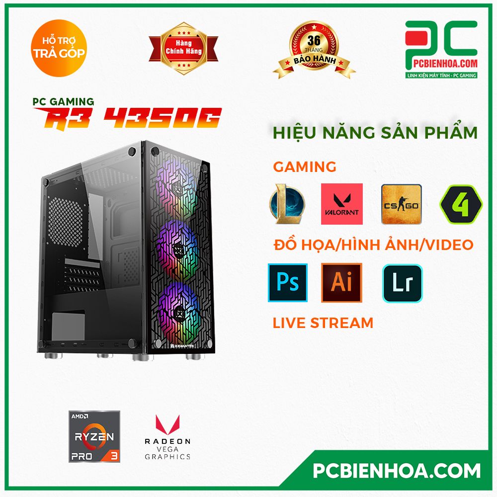PC GAMING R3 4350G ( RYZEN 3 PRO 4350G / A520 / 8GB / 128GB )