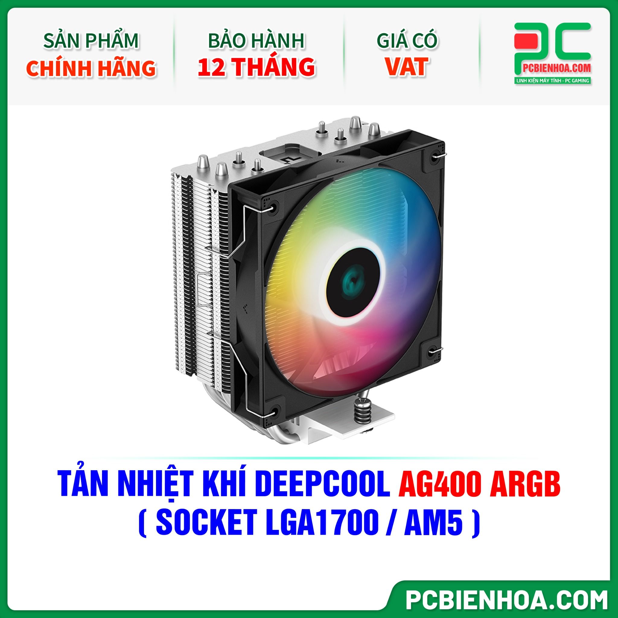 TẢN NHIỆT KHÍ DEEPCOOL AG400 ARGB ( HỖ TRỢ SOCKET LGA1700 / AM5 )
