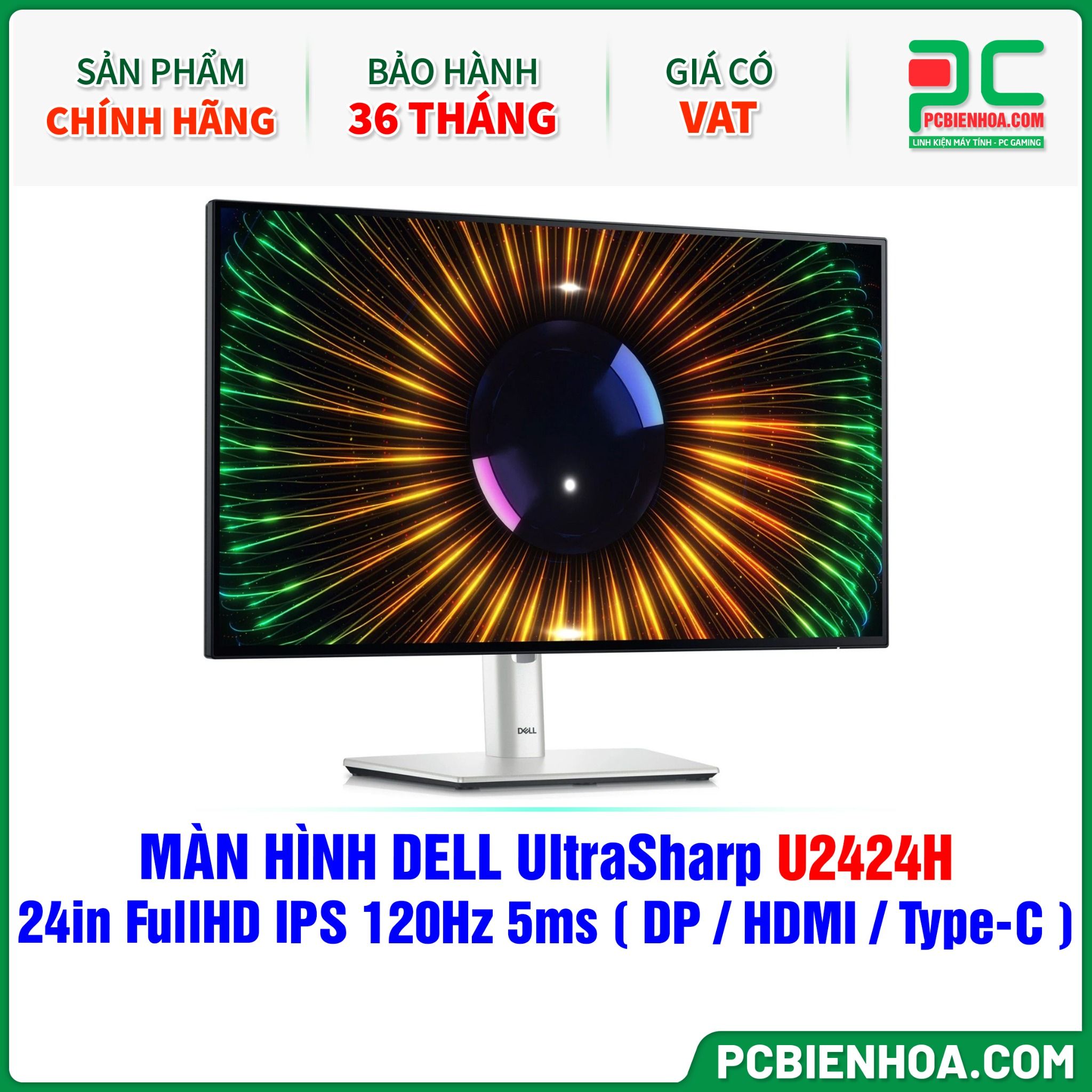 MÀN HÌNH DELL UltraSharp U2424H - 24in FullHD IPS 120Hz 5ms ( DP / HDMI / USB Type-C )