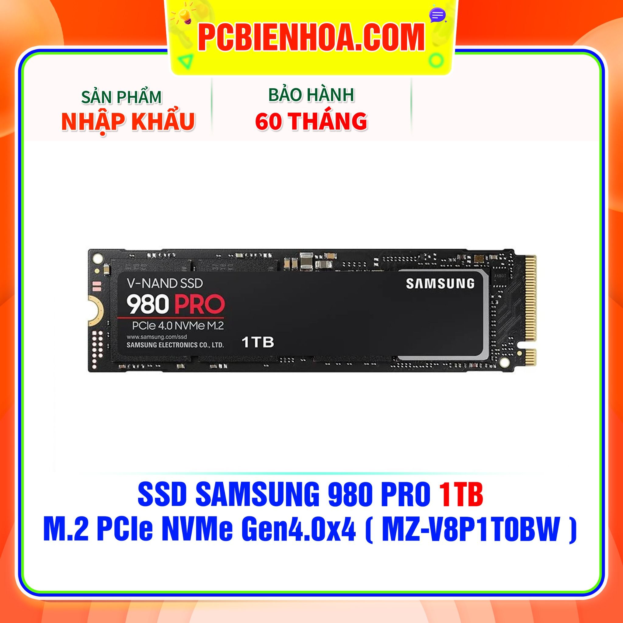  SSD SAMSUNG 980 PRO 1TB M.2 PCIe NVMe Gen4.0x4 ( MZ-V8P1T0BW ) ( HÀNG NHẬP KHẨU ) 