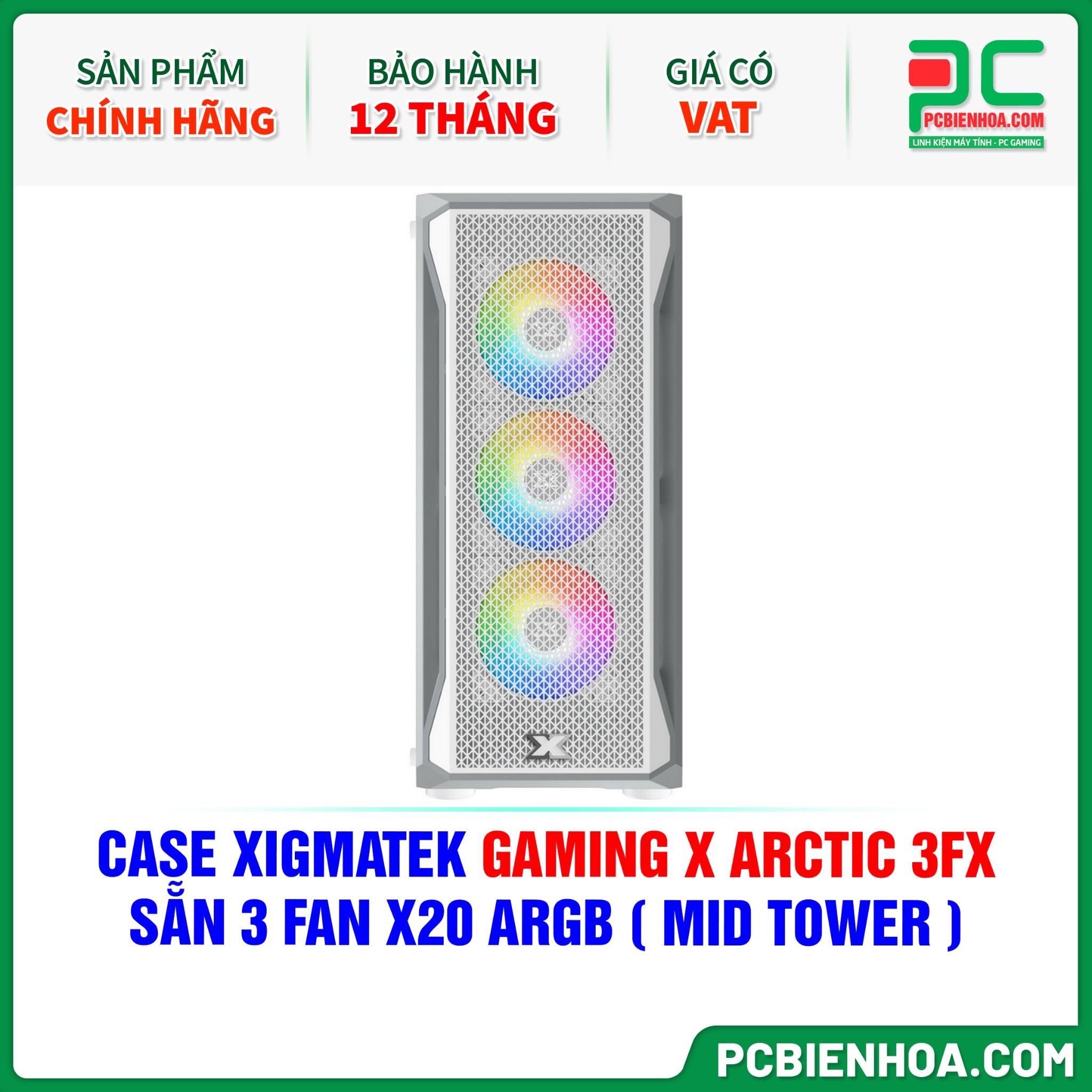 THANH LÝ - CASE XIGMATEK GAMING X ARCTIC 3FX - SẴN 3 FAN X20 ARGB ( MID TOWER )
