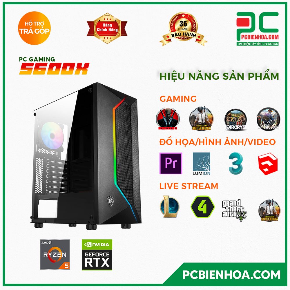 PC GAMING 5600X ( RYZEN 5 5600X / B550 / RTX3060 / 16GB / 250GB )