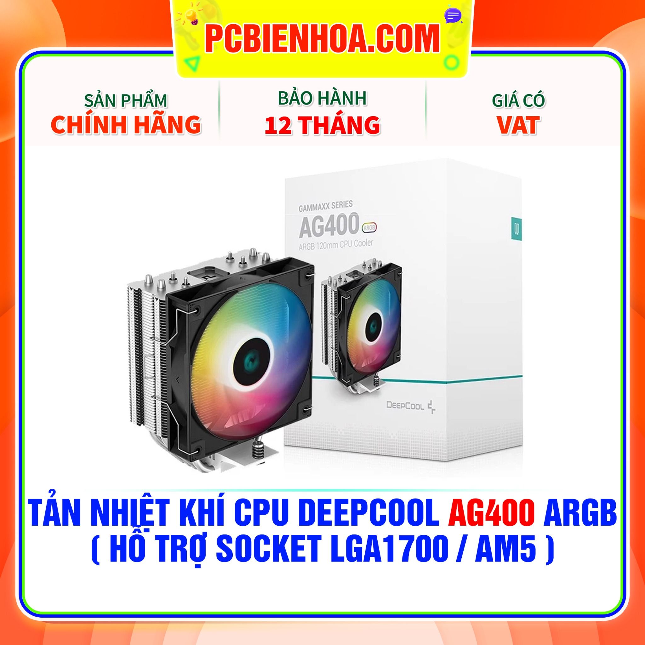  TẢN NHIỆT KHÍ CPU DEEPCOOL AG400 ARGB ( HỖ TRỢ SOCKET LGA1700 / AM5 ) 