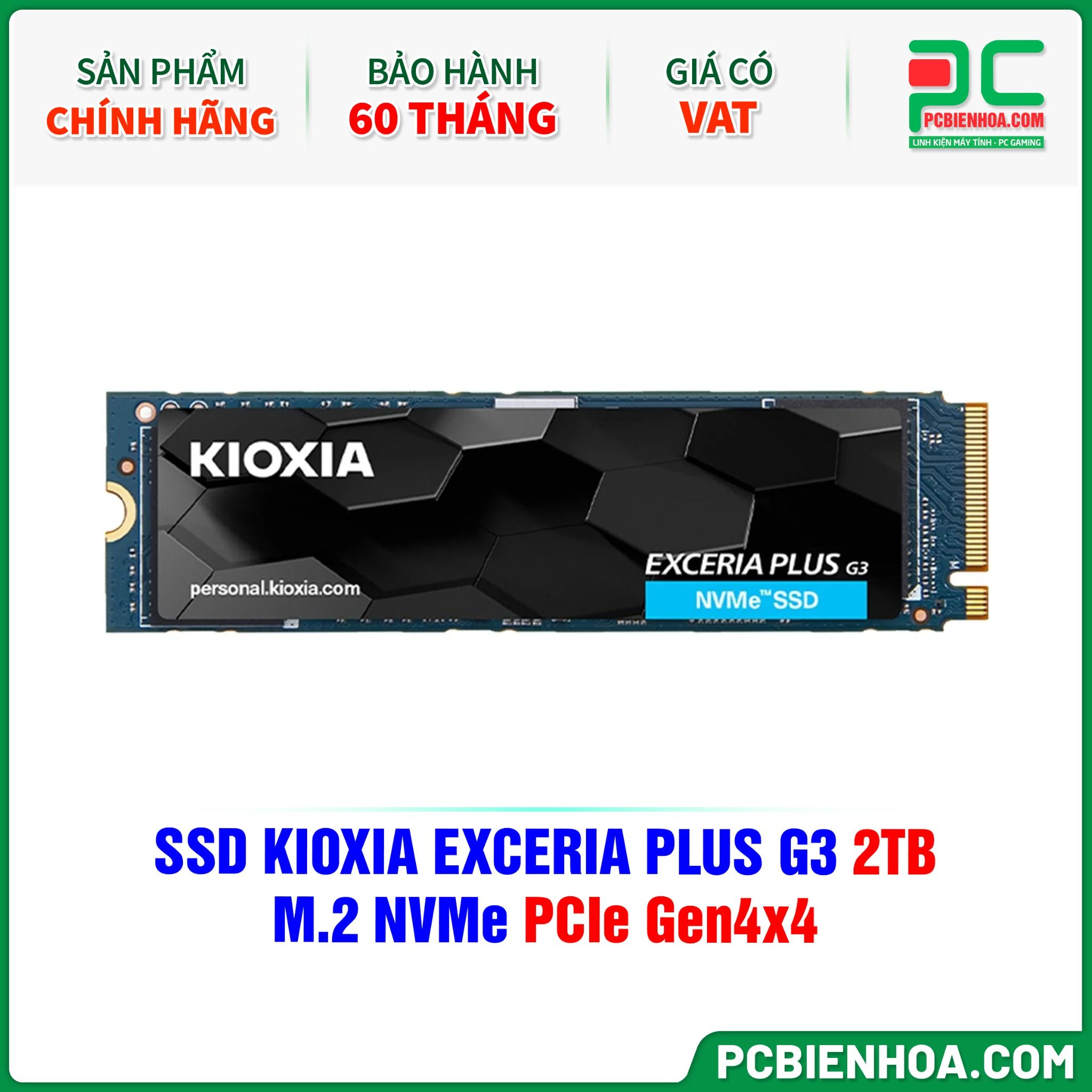 SSD KIOXIA EXCERIA PLUS G3 2TB - M.2 NVMe PCIe Gen4×4 (LSD10Z002TG8)