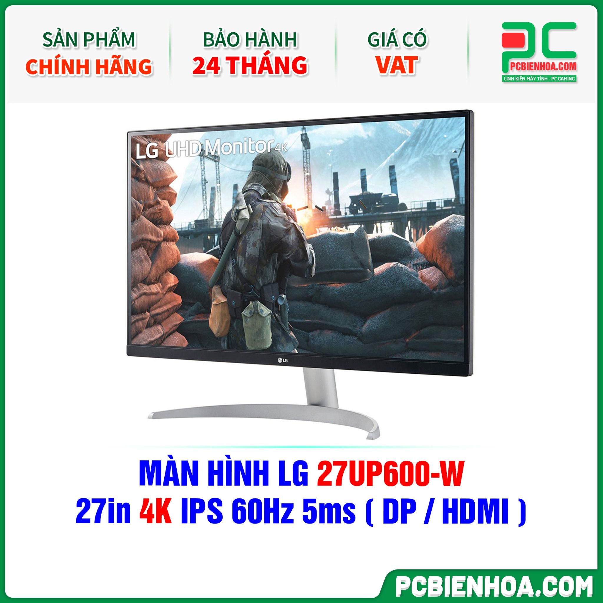 MÀN HÌNH LG 27UP600-W - 27in 4K IPS 60Hz 5ms ( DP / HDMI )
