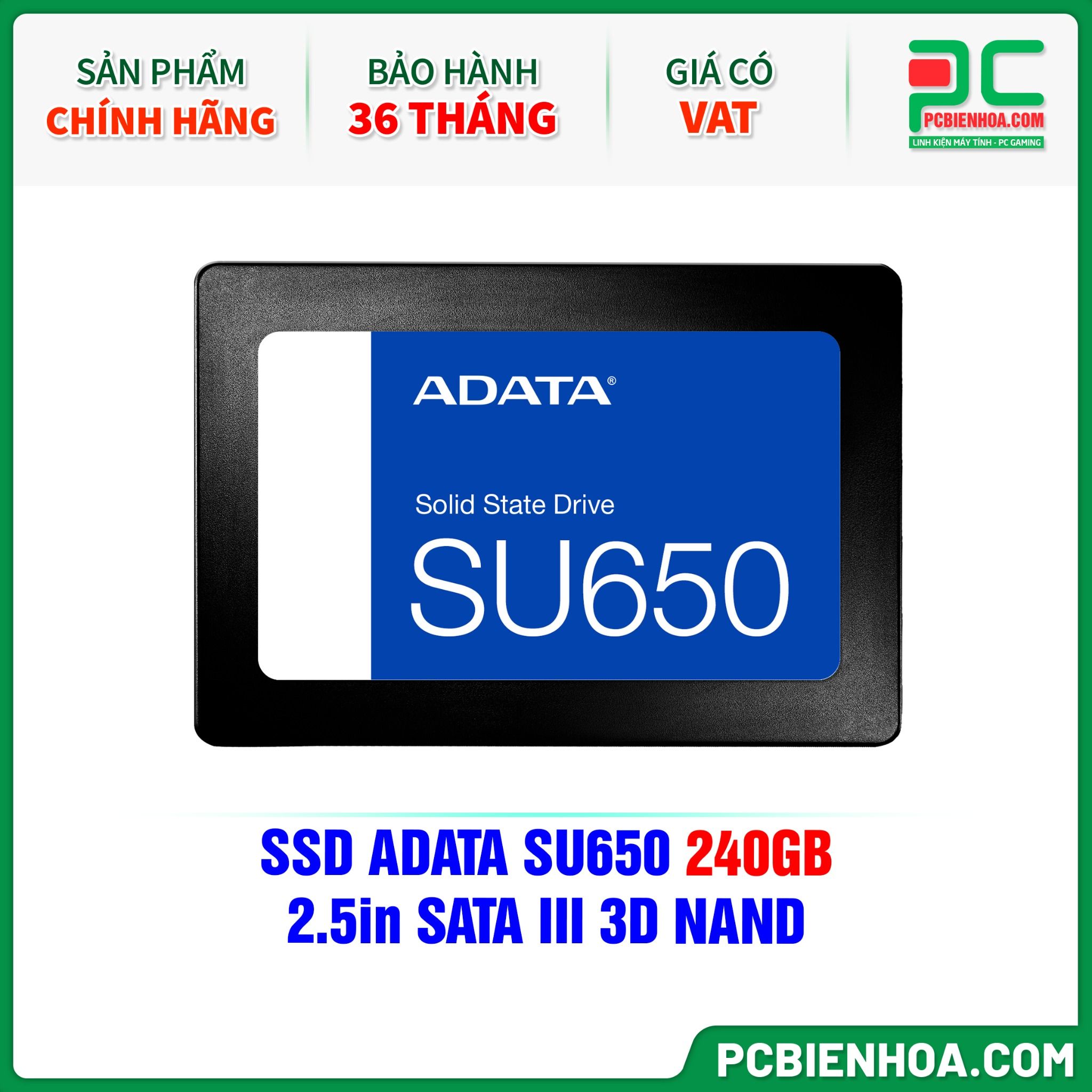 SSD ADATA SU650 240GB - 2.5in SATA III 3D NAND