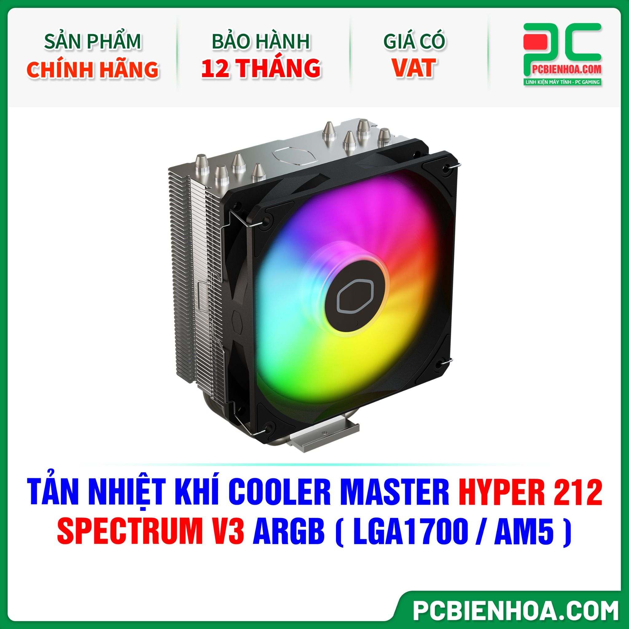 TẢN NHIỆT KHÍ COOLER MASTER HYPER 212 SPECTRUM V3 ARGB ( HỖ TRỢ SOCKET LGA1700 / AM5 )