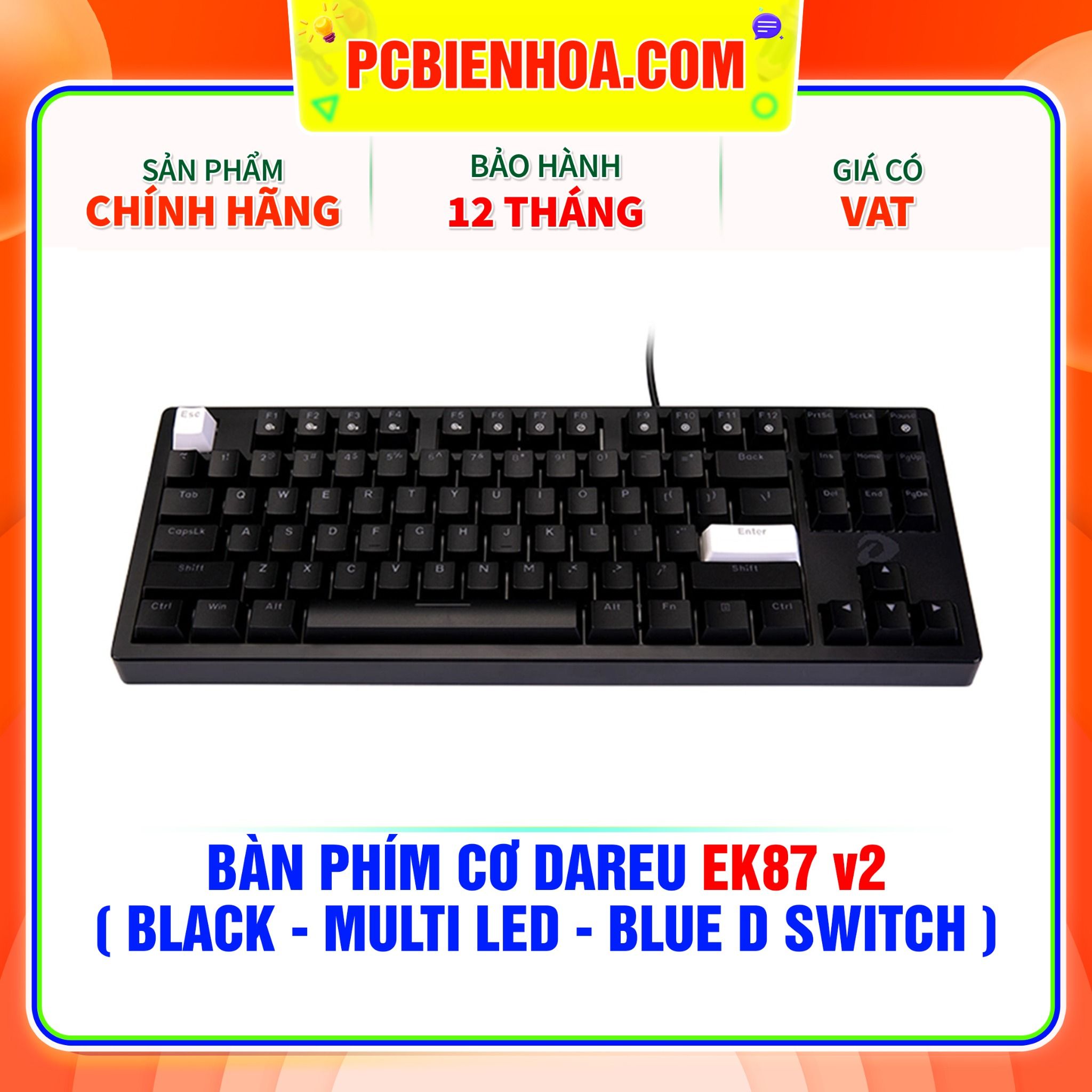  BÀN PHÍM CƠ DAREU EK87 v2 ( BLACK - MULTI LED - BLUE D SWITCH ) 