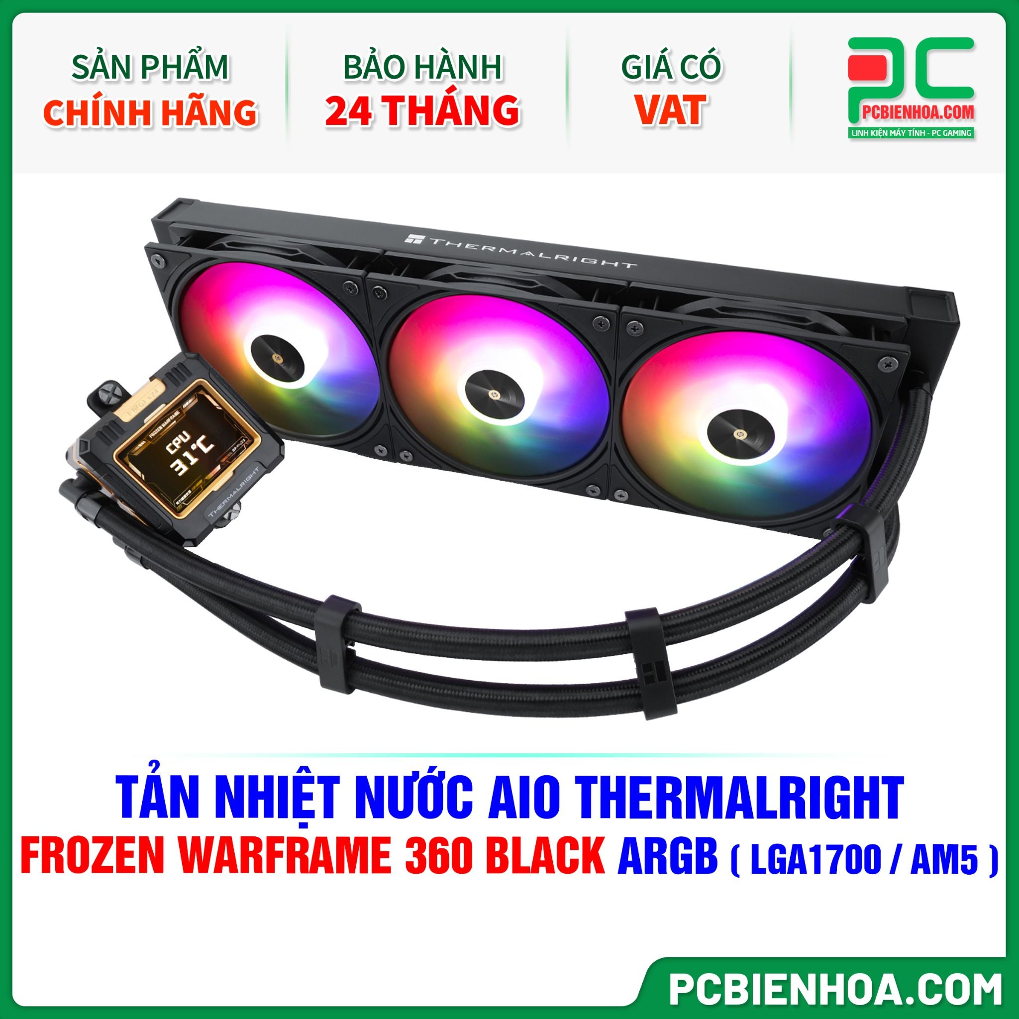 TẢN NHIỆT NƯỚC AIO THERMALRIGHT FROZEN WARFRAME 360 BLACK ARGB ( HỖ TRỢ SOCKET LGA1700 / AM5 )