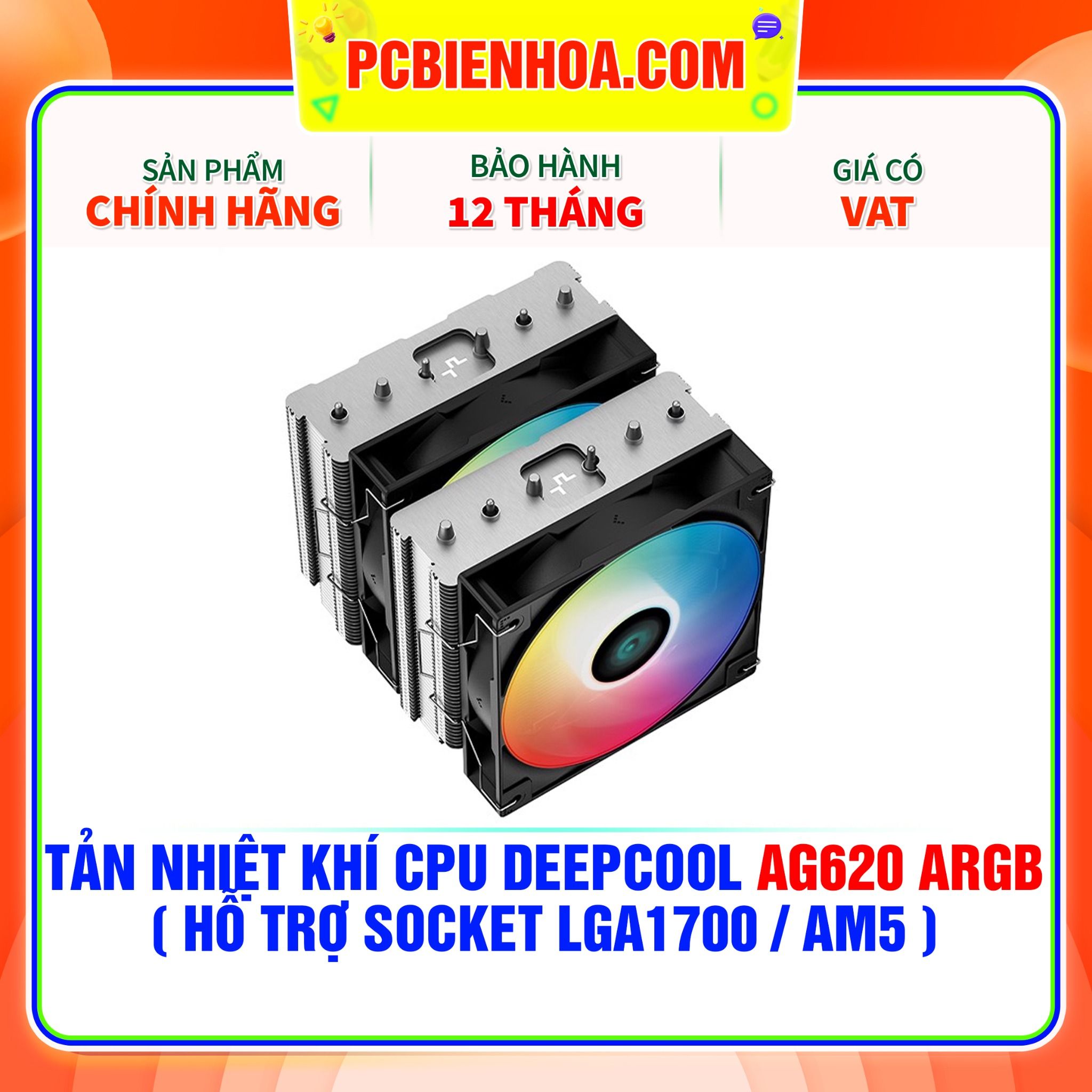  TẢN NHIỆT KHÍ CPU DEEPCOOL AG620 ARGB ( HỖ TRỢ SOCKET LGA1700 / AM5 ) 