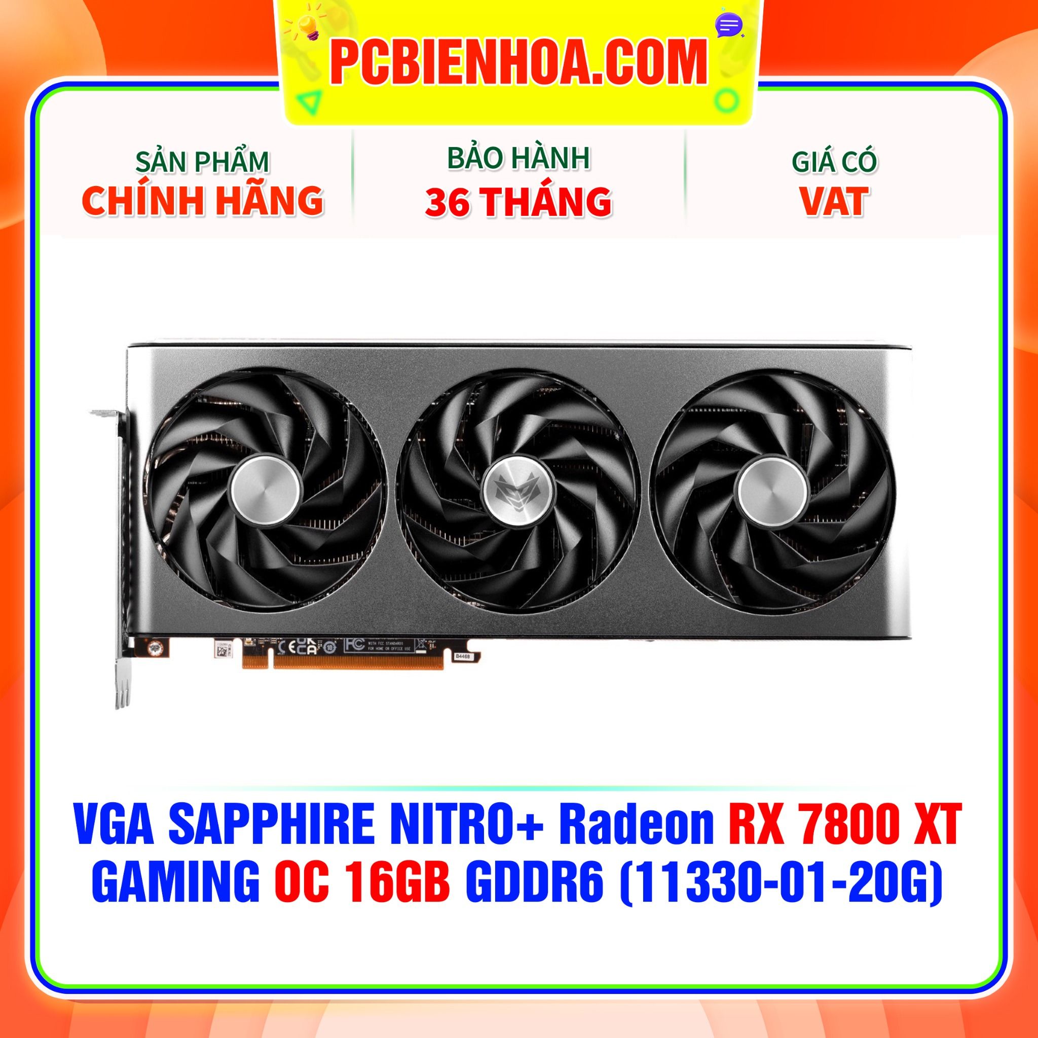  VGA SAPPHIRE NITRO+ Radeon RX 7800 XT GAMING OC 16GB GDDR6 (11330-01-20G) 