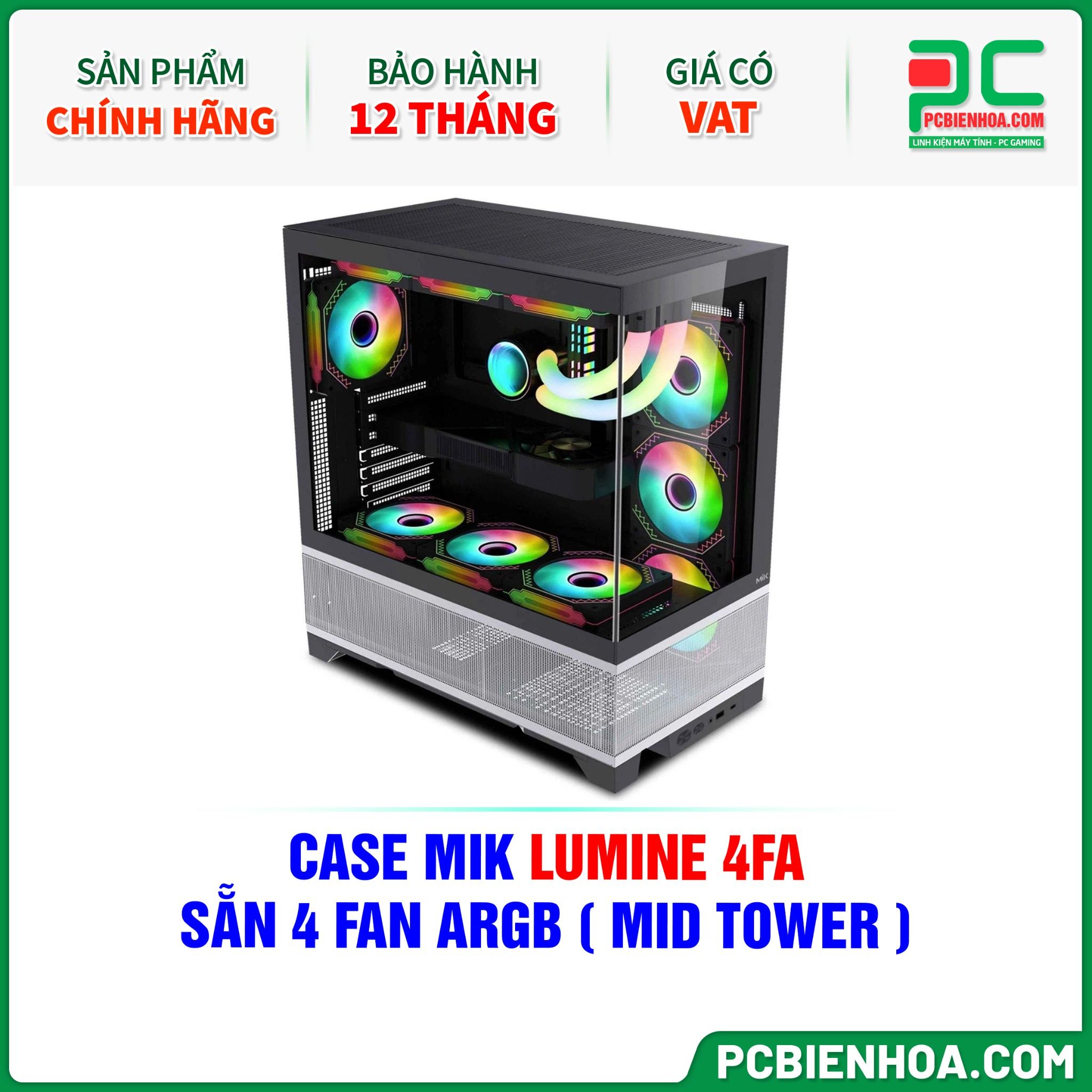 CASE MIK LUMINE 4FA - SẴN 4 FAN ARGB ( MID TOWER )