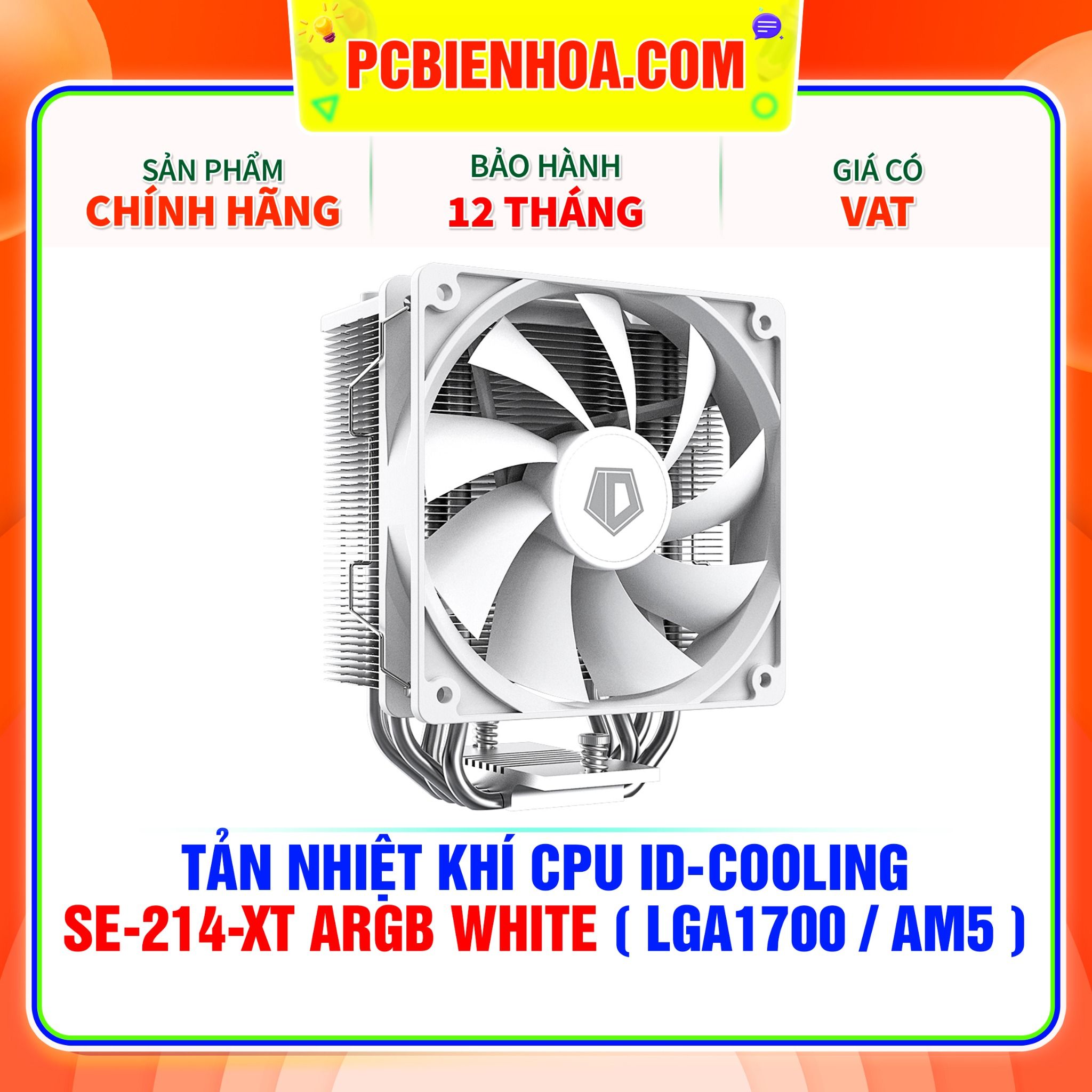  TẢN NHIỆT KHÍ CPU ID-COOLING SE-214-XT ARGB WHITE ( HỖ TRỢ SOCKET LGA1700 / AM5 ) 