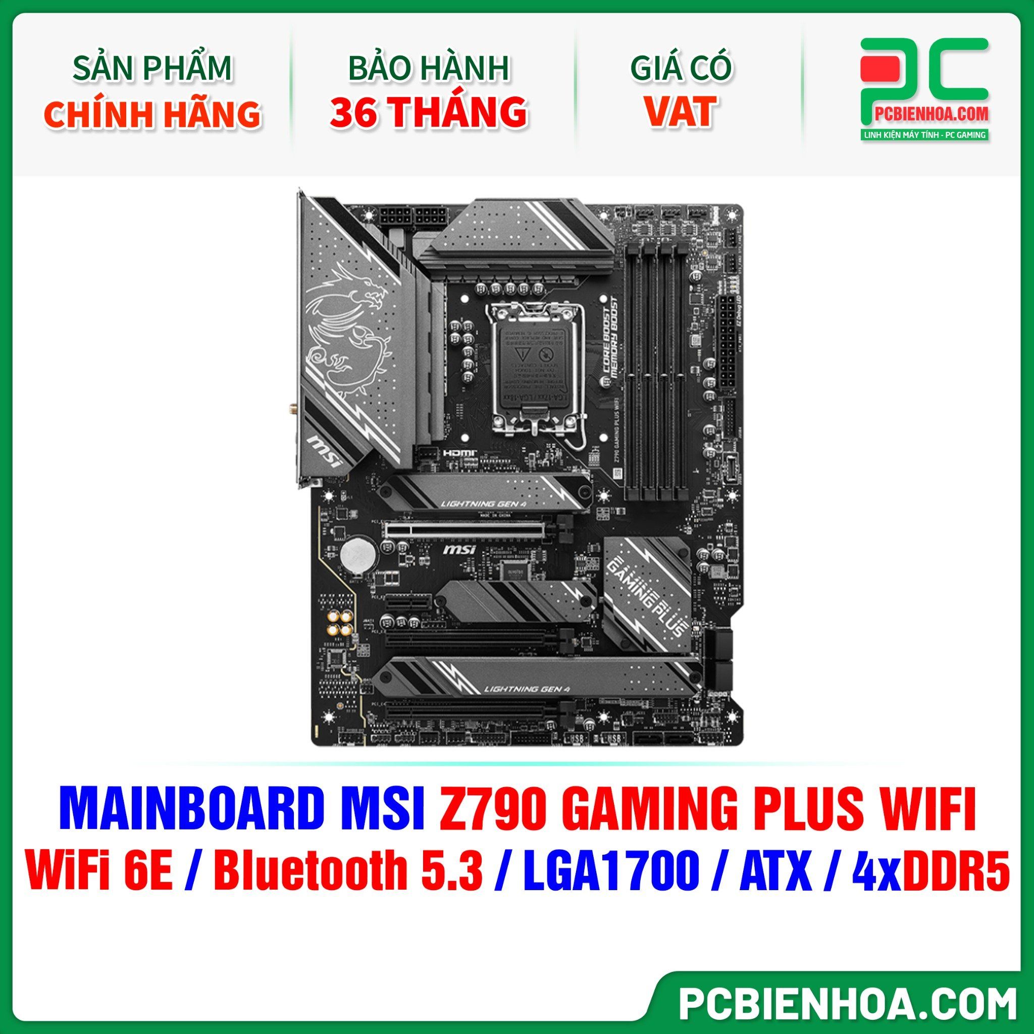 DDR5 - MAINBOARD MSI Z790 GAMING PLUS WIFI ( WIFI 6E / Bluetooth 5.3 / LGA1700 / ATX / 4xDDR5 )